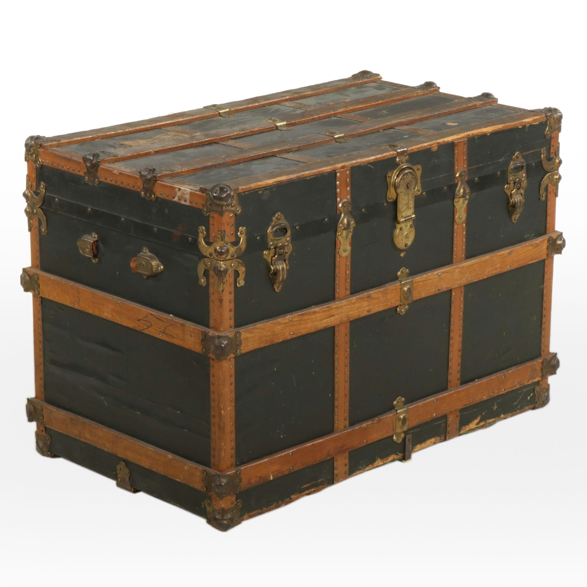 Yale & Towne Victorian Canvas-Lined Steamer Trunk, Late 19th C.