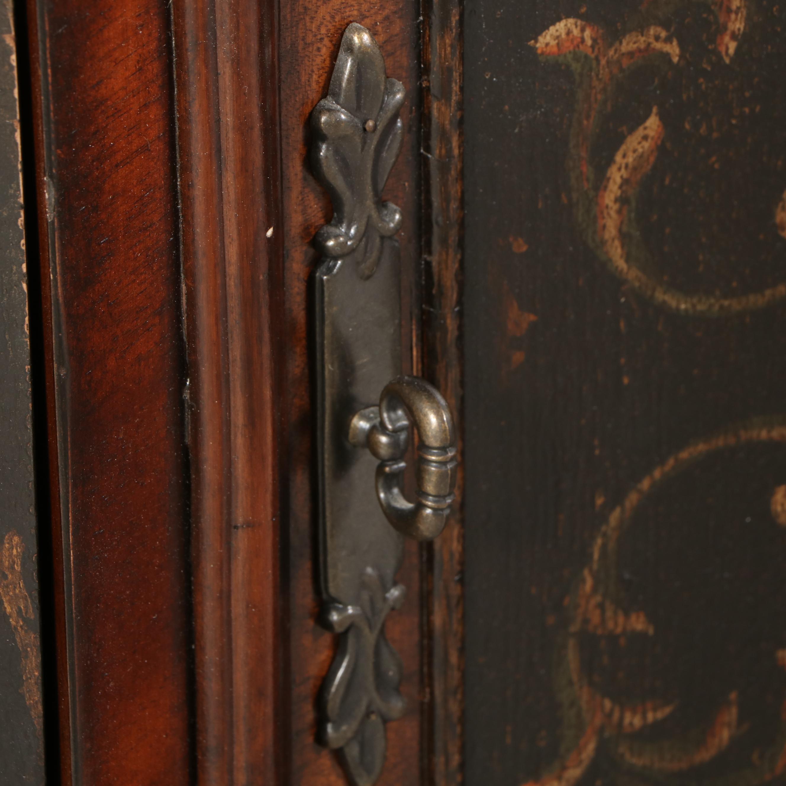 Hooker Seven Seas Collection Ebonized and Parcel Gilt Serpentine-Front Bookcase