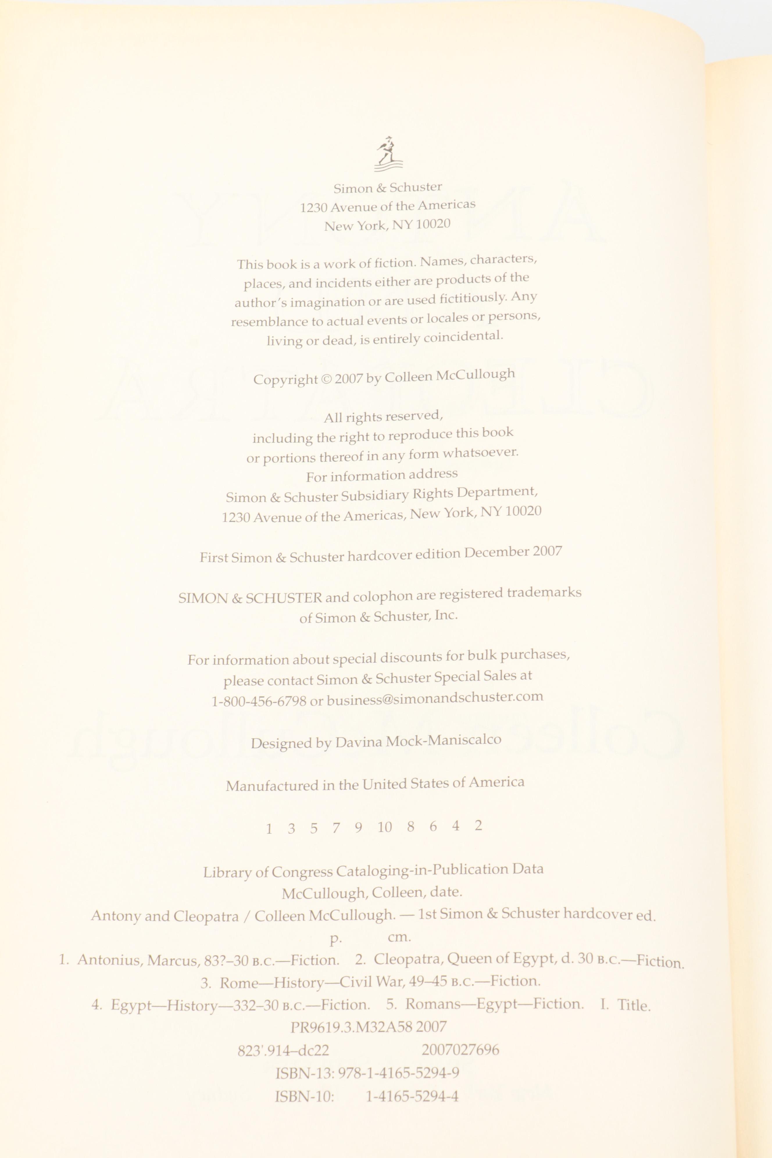 First Edition "Caesar's Women" and More Historical Fiction by Colleen McCullough