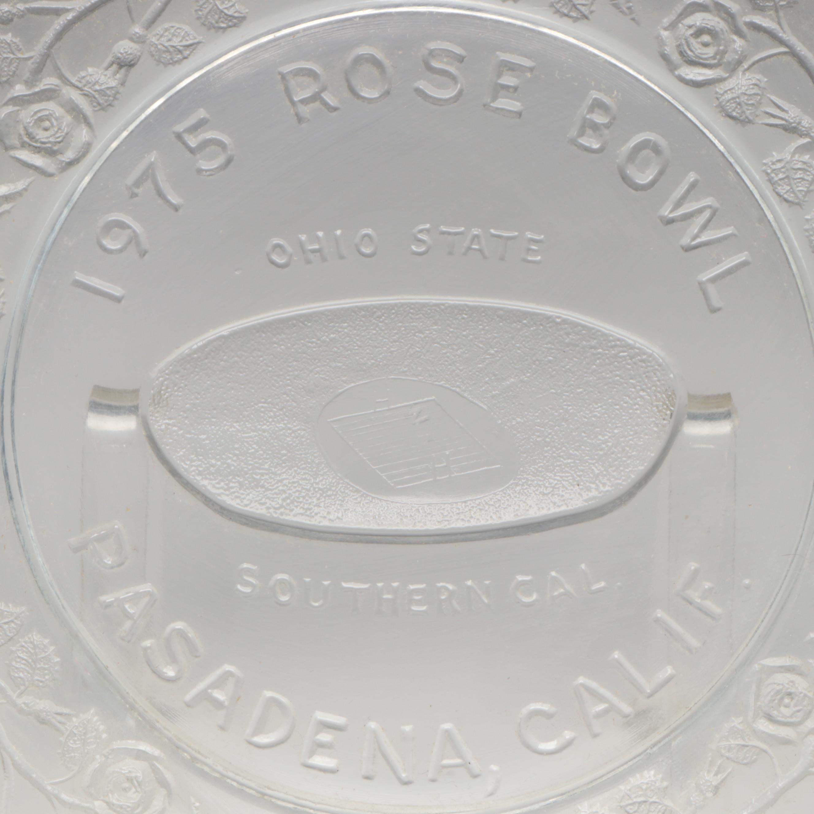 Commemorative Glass 1975 Rose Bowl Plate with Glass Turtle Figurines