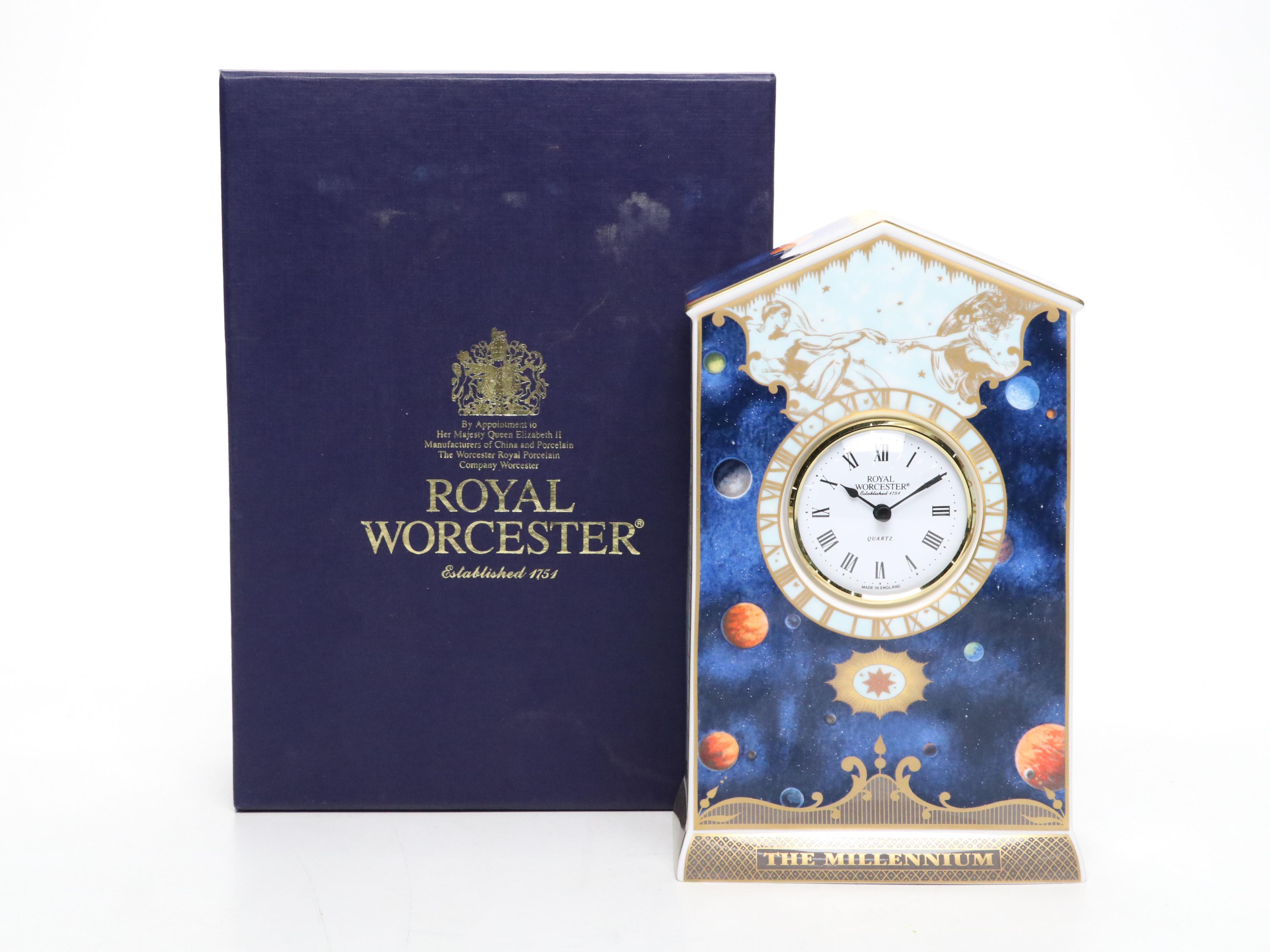 Royal Worchester "Millennium" Mantel Clock and "Worchester Porcelain" Book