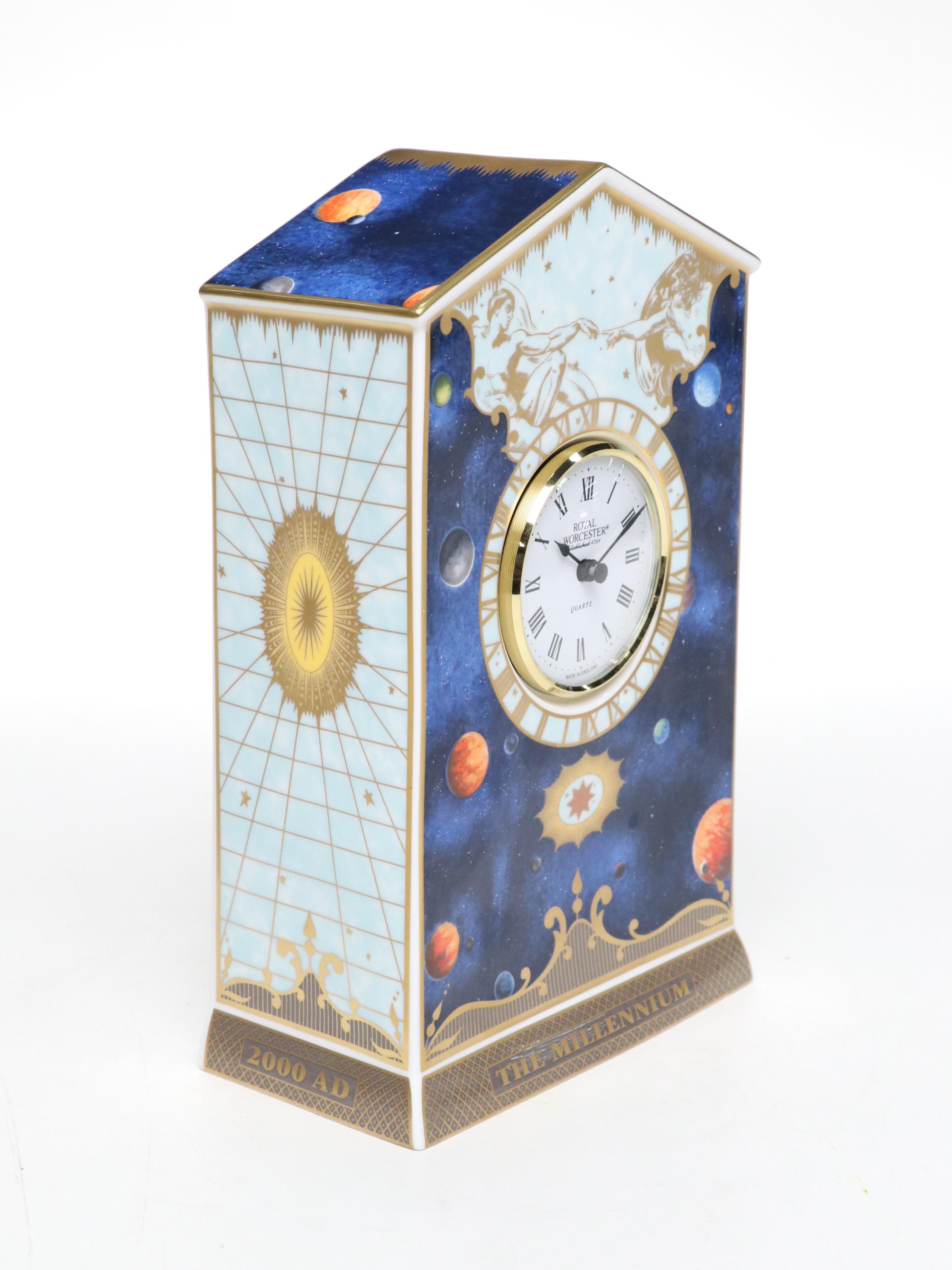 Royal Worchester "Millennium" Mantel Clock and "Worchester Porcelain" Book