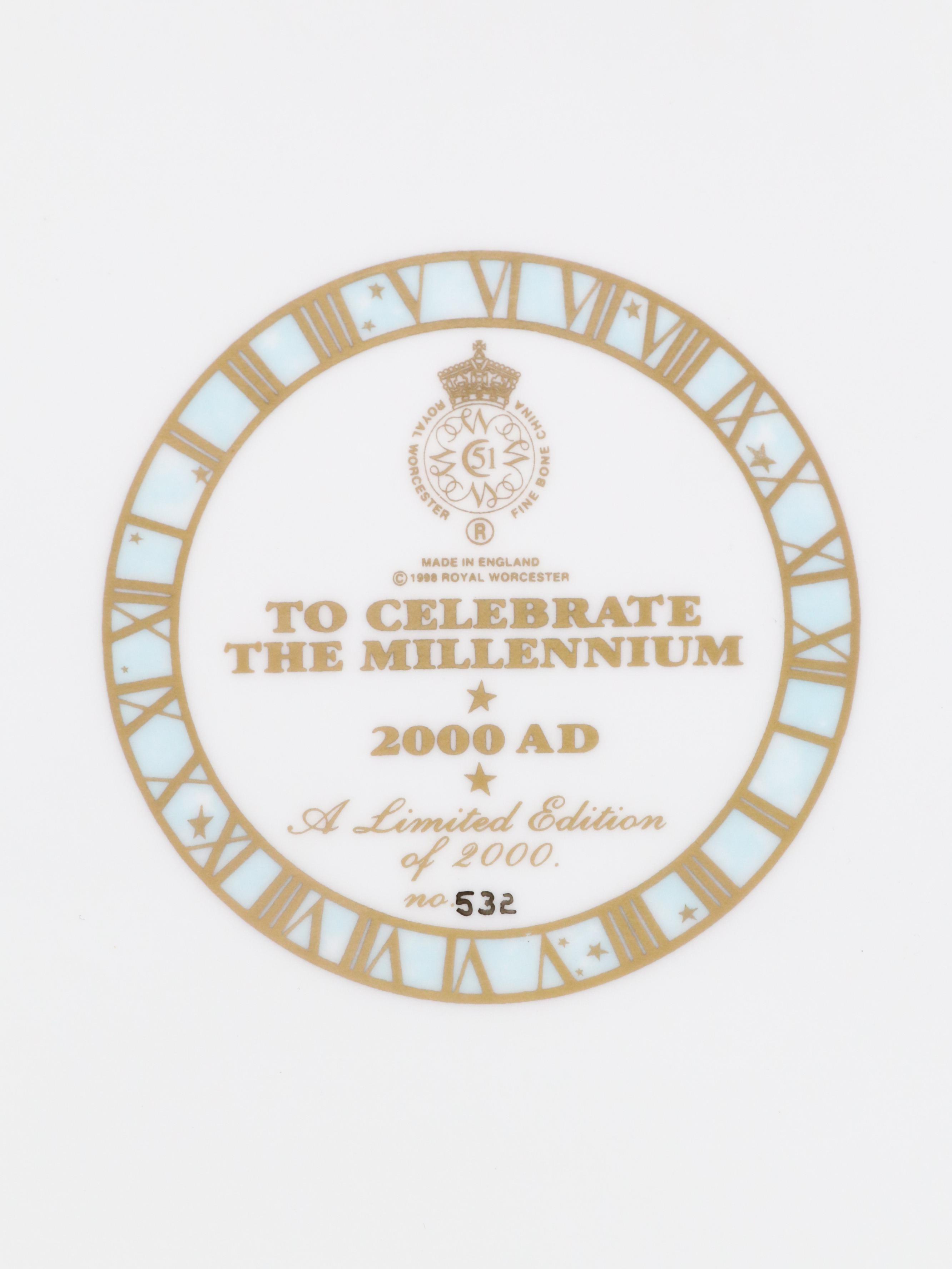 Royal Worchester "Millennium" Mantel Clock and "Worchester Porcelain" Book