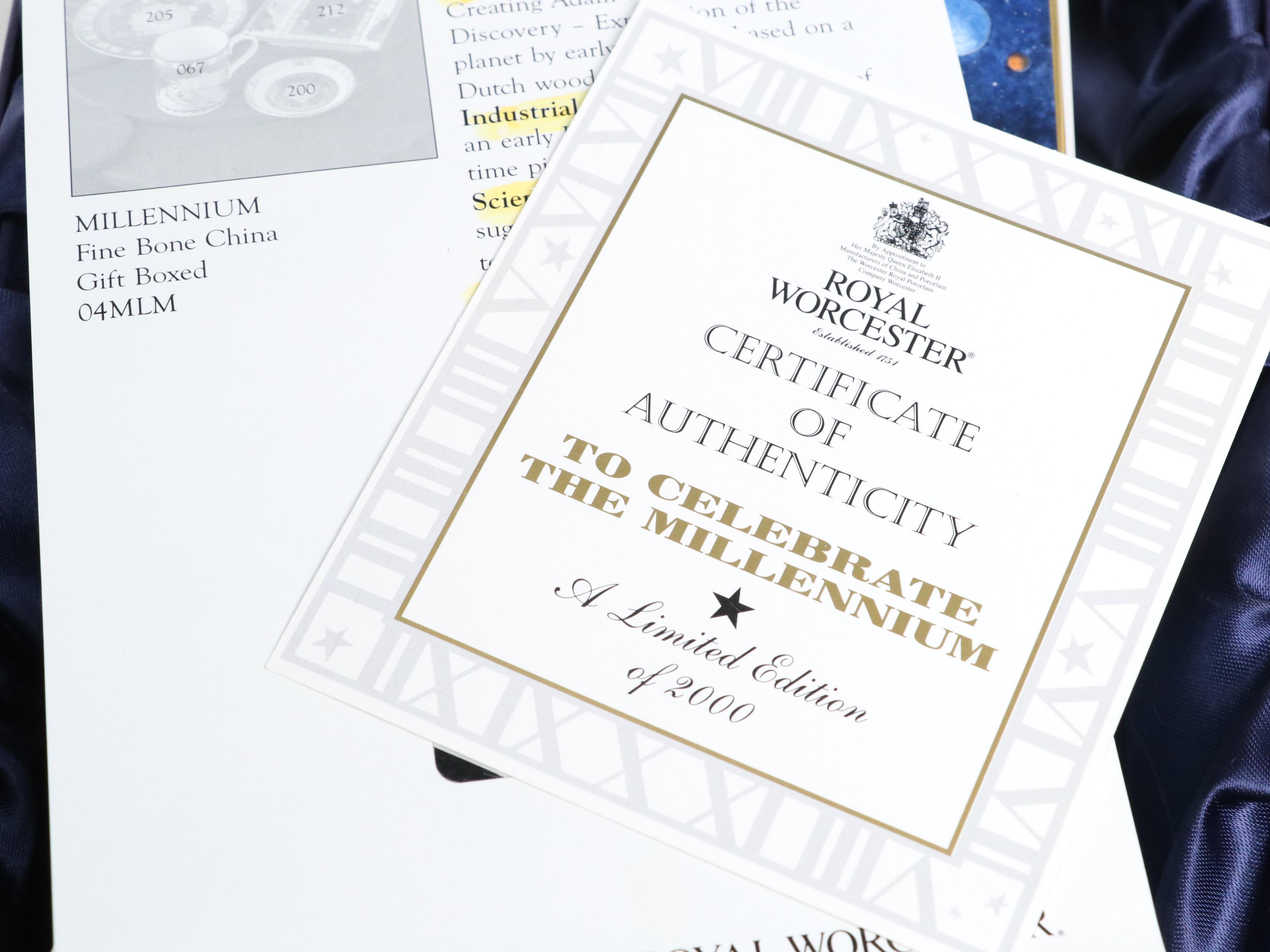 Royal Worchester "Millennium" Mantel Clock and "Worchester Porcelain" Book