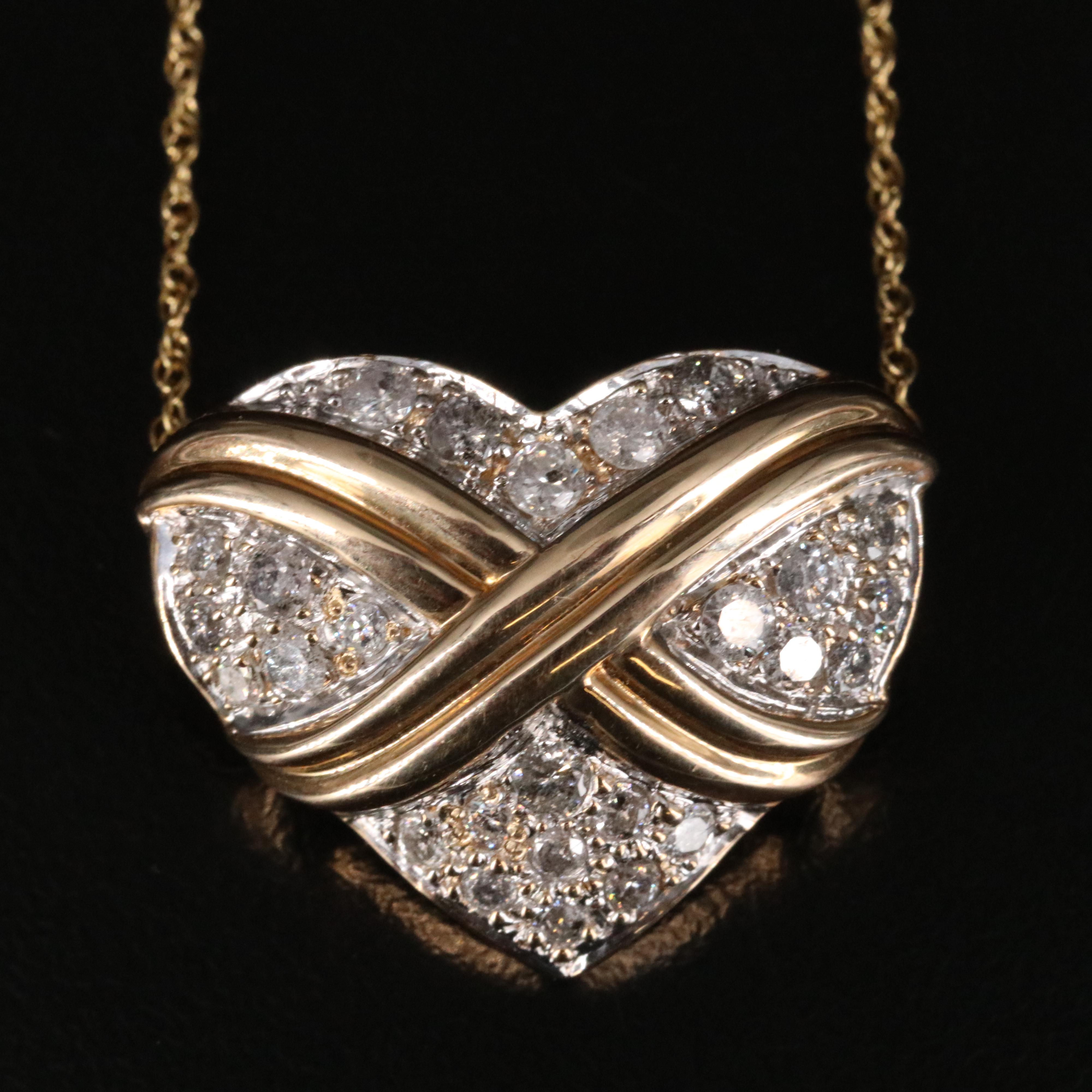 14K 0.82 CTW Diamond Heart Slide Pendant Necklace