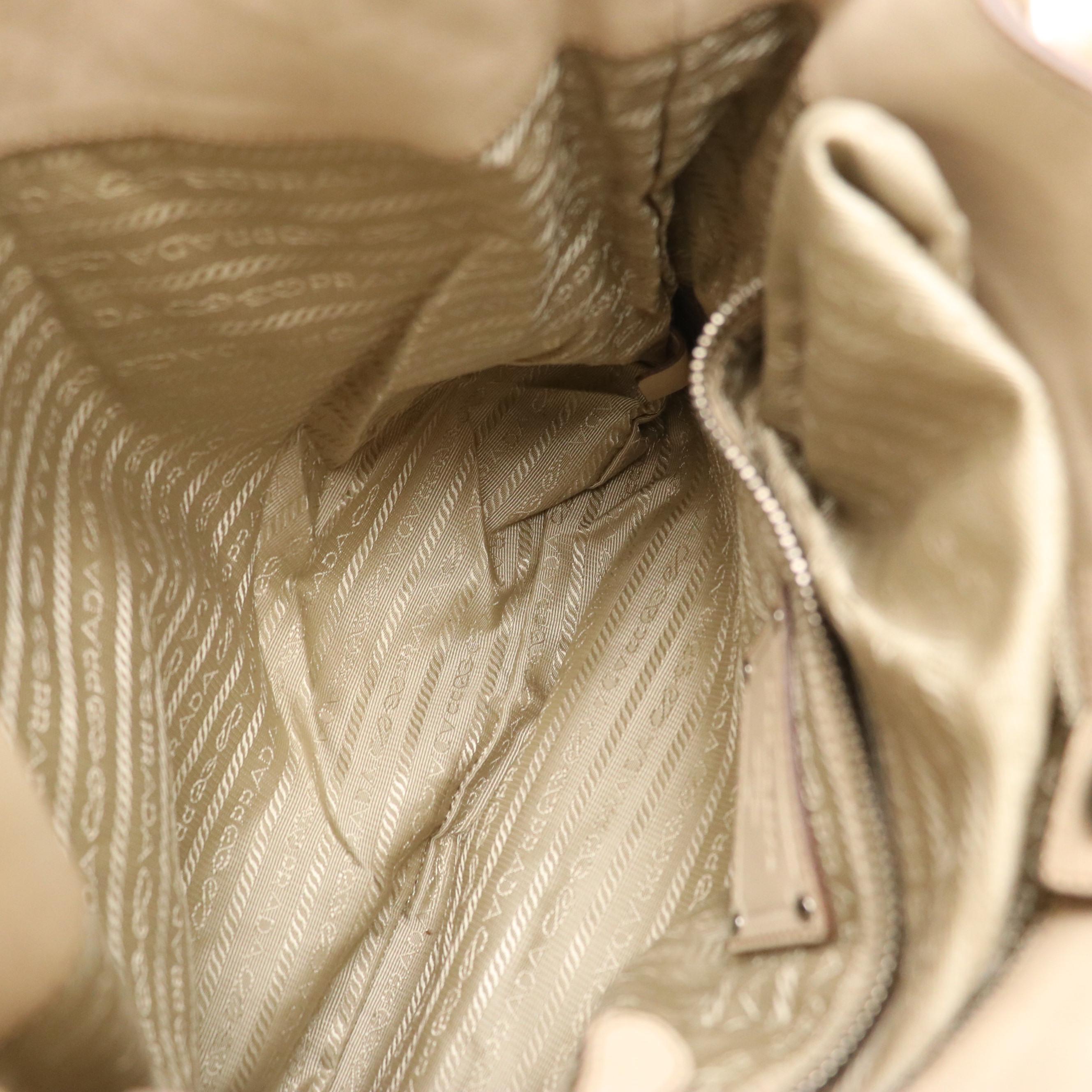 Prada Beige Leather Fringe Hobo Bag