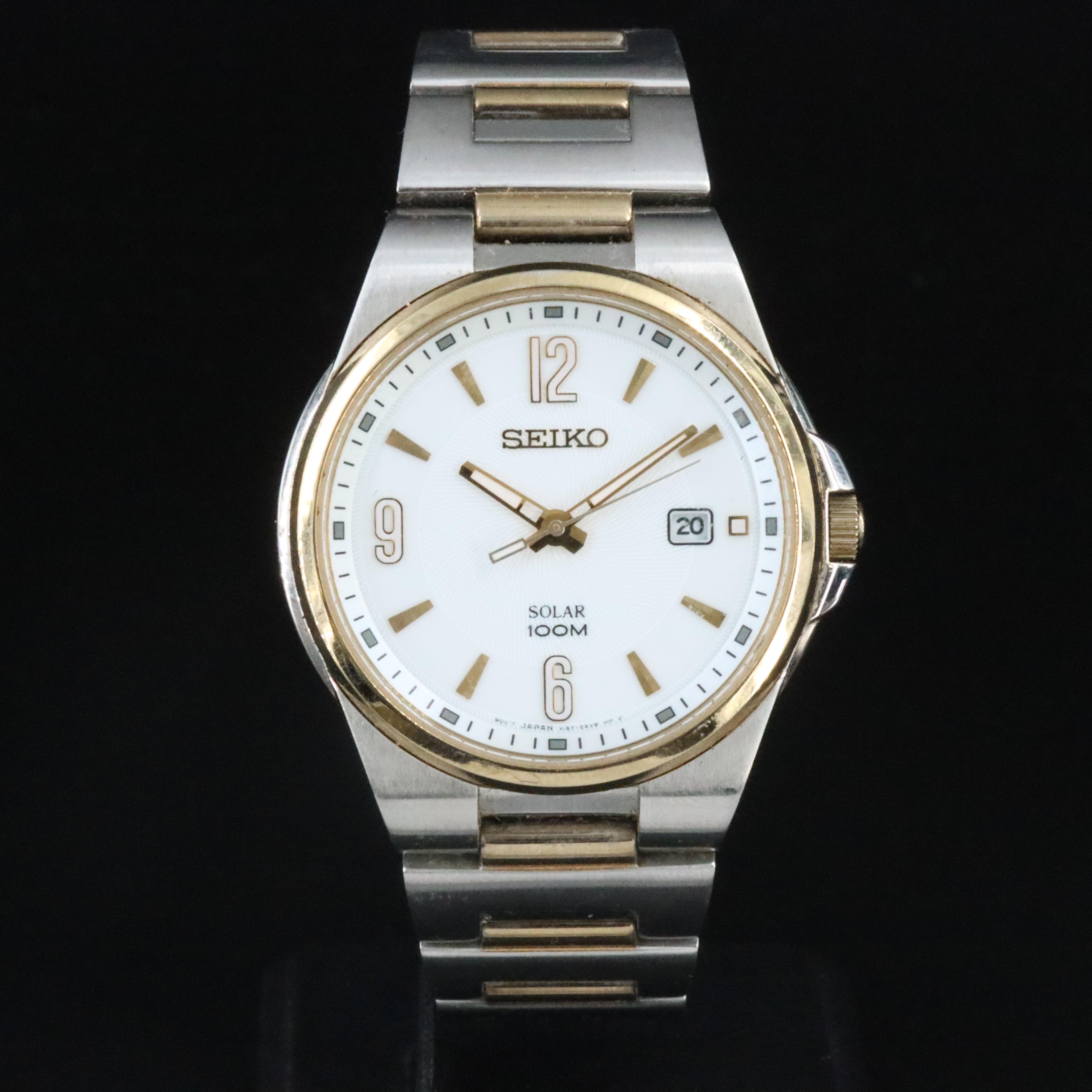 Seiko Solar 100M Two-Tone Date Watch