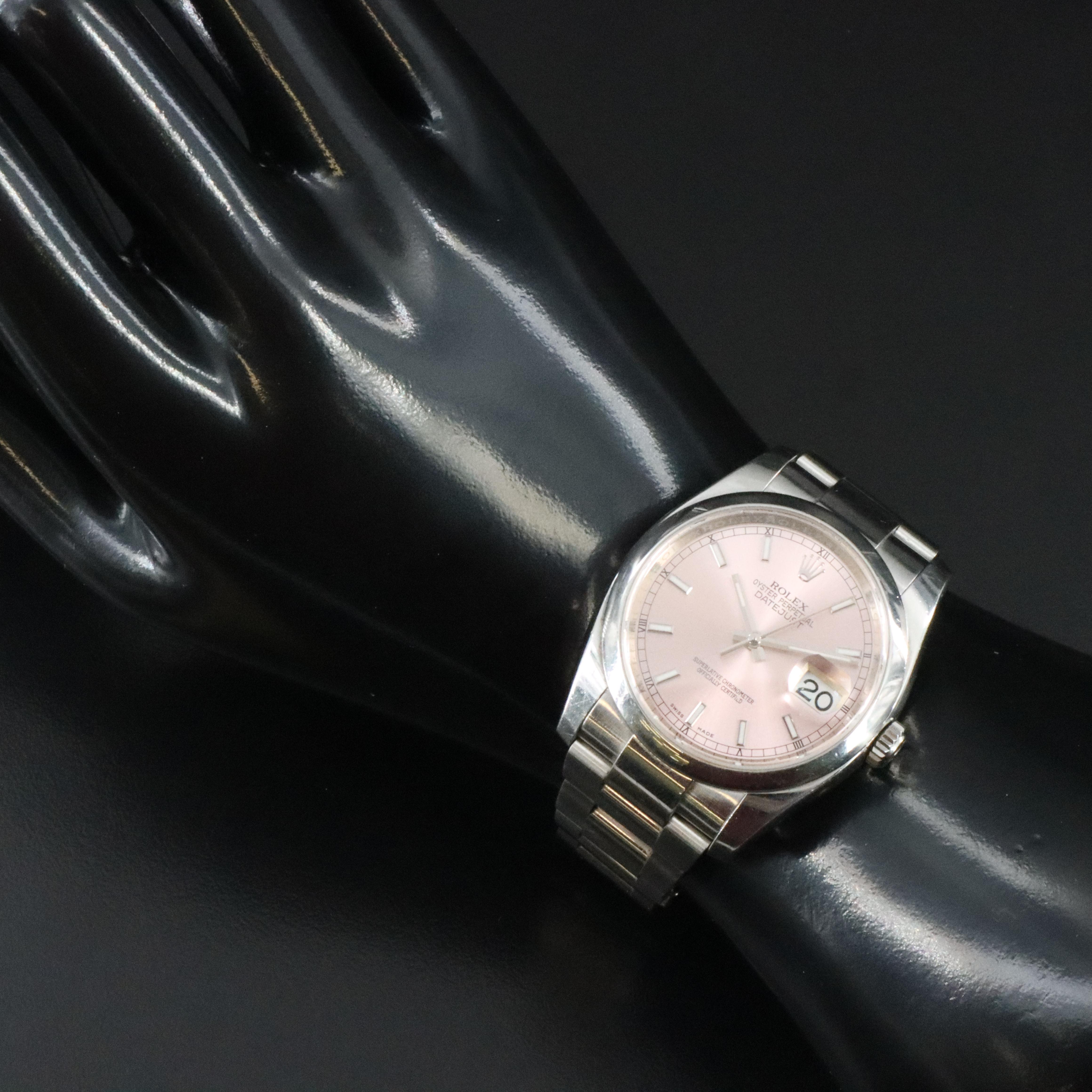 Rolex Datejust Pink Dial Stainless Steel 36mm Watch