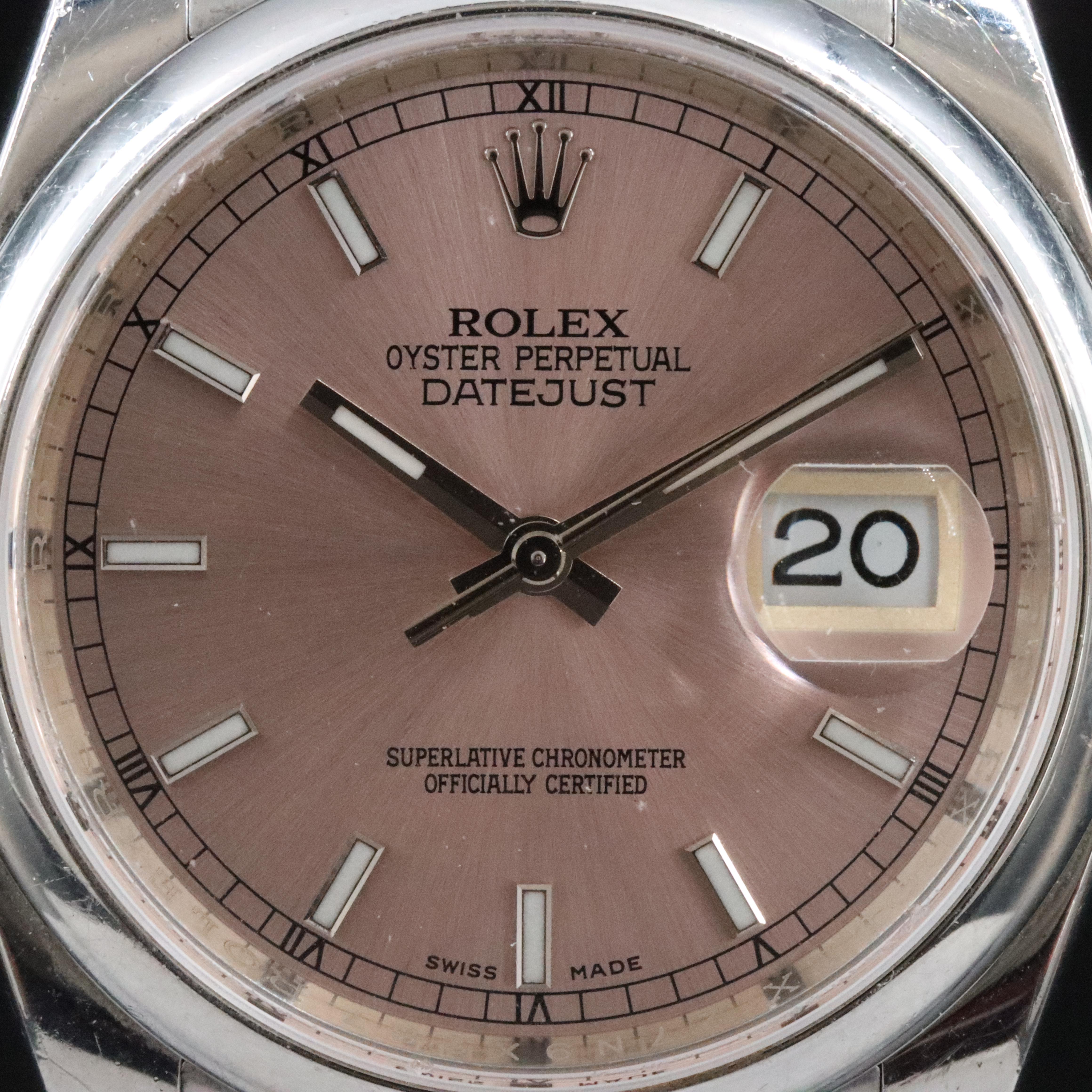 Rolex Datejust Pink Dial Stainless Steel 36mm Watch