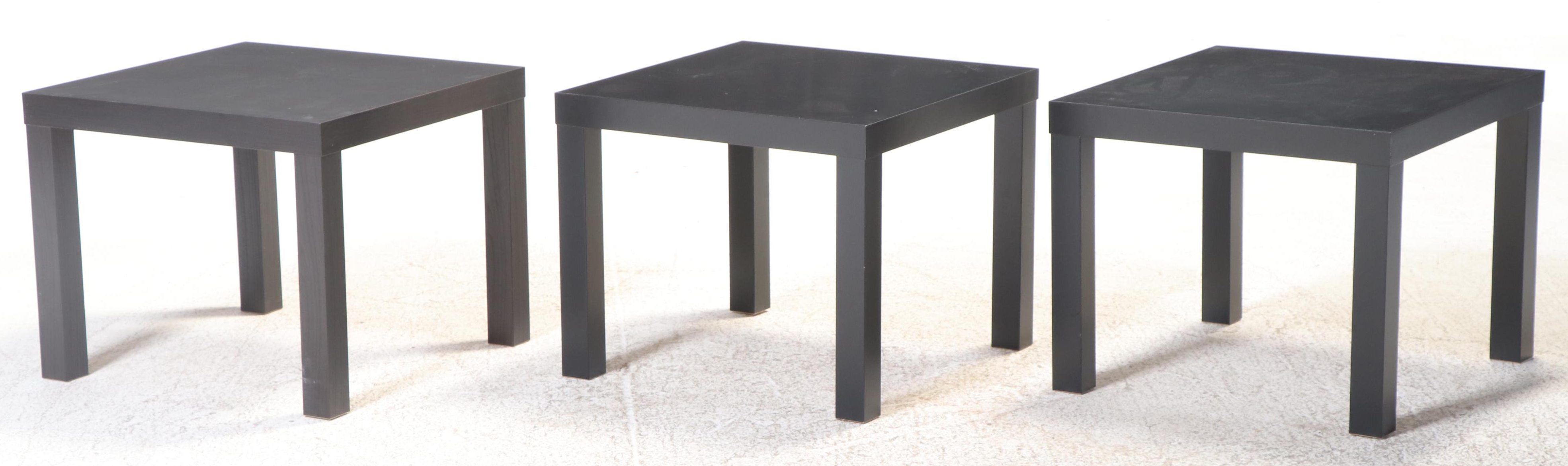 Three IKEA "Lack" Laminate Side Tables