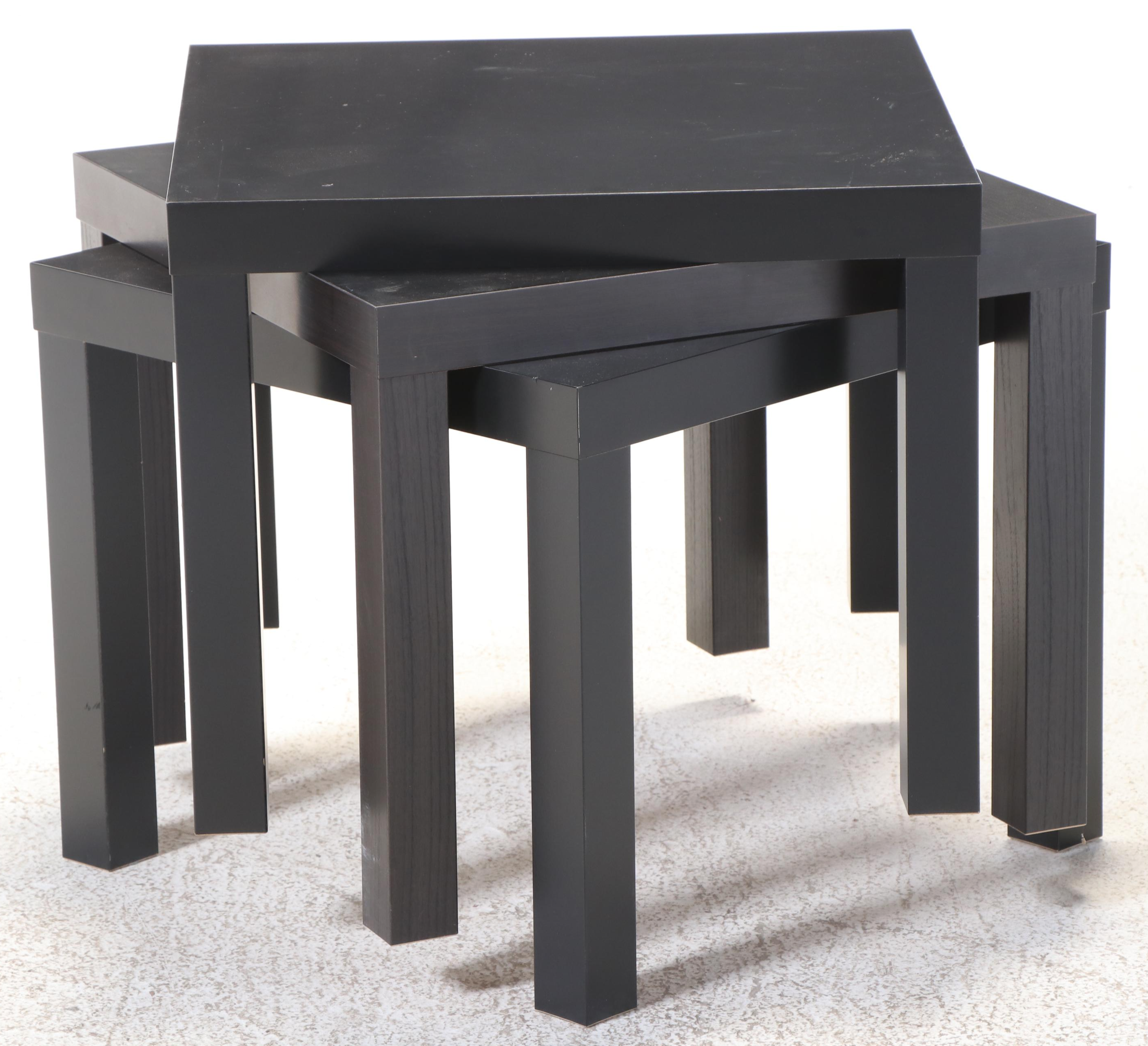 Three IKEA "Lack" Laminate Side Tables
