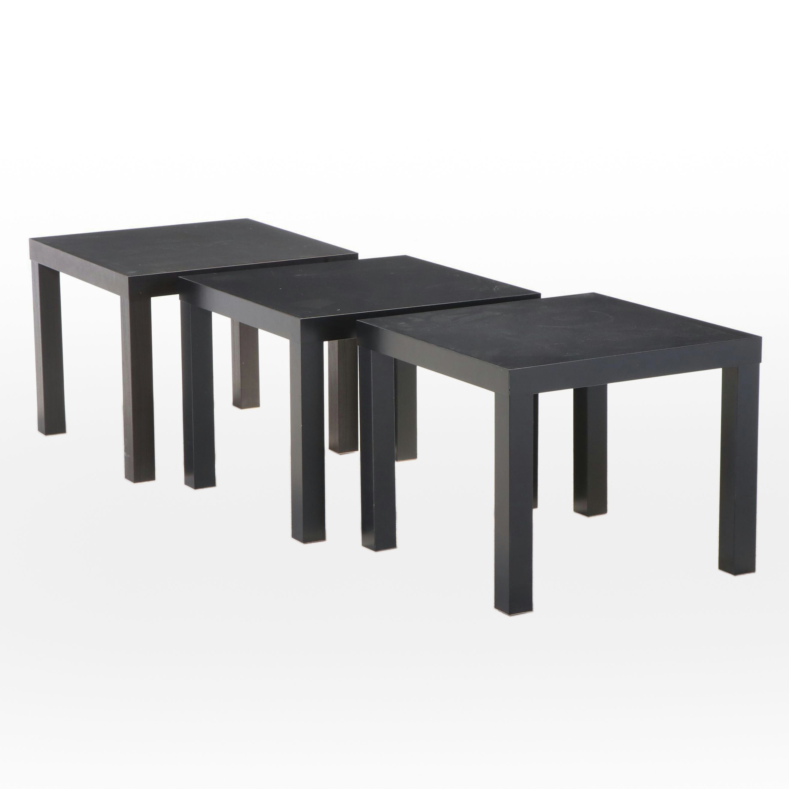 Three IKEA "Lack" Laminate Side Tables