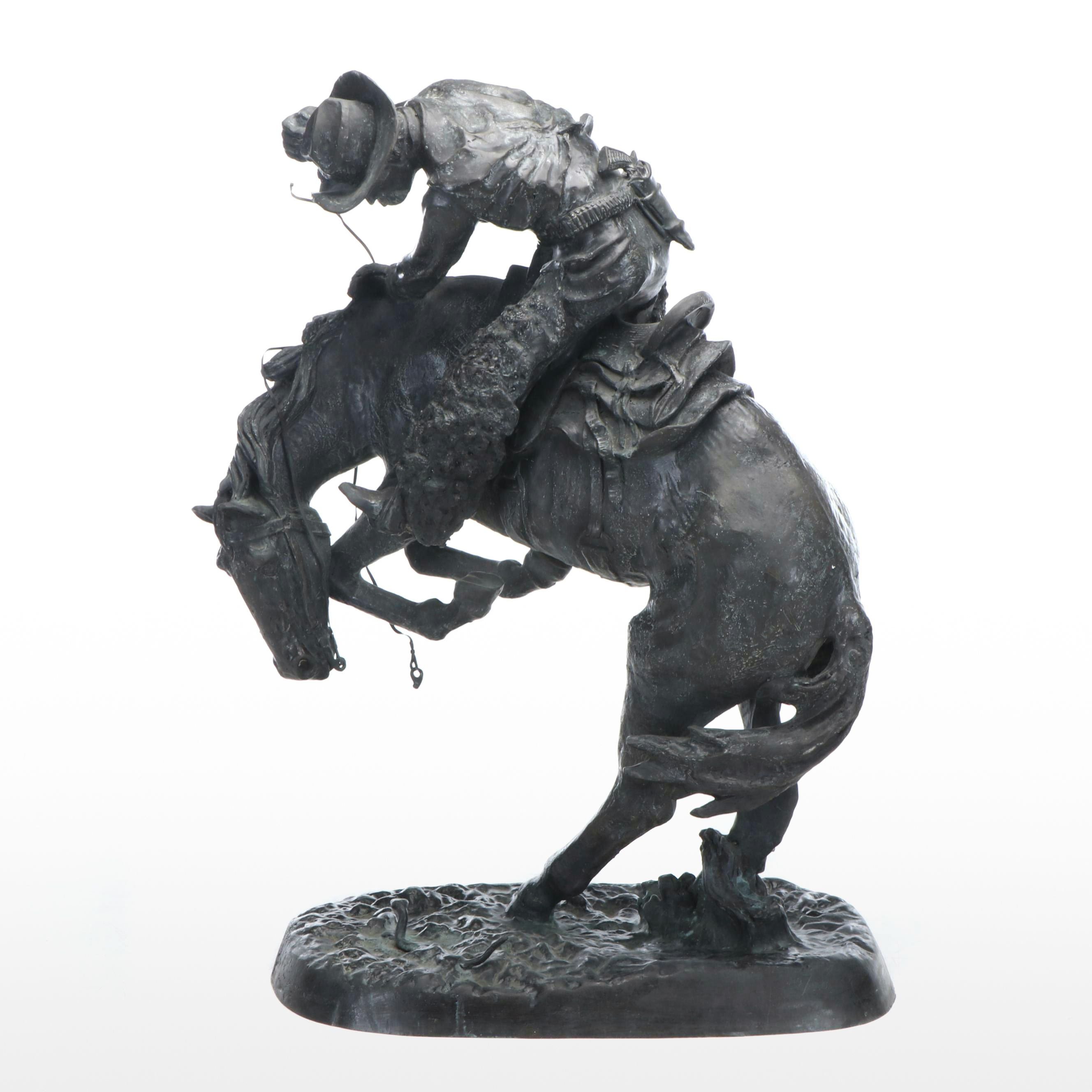 Cast Bronze Sculpture After Frederic Remington "The Rattlesnake"