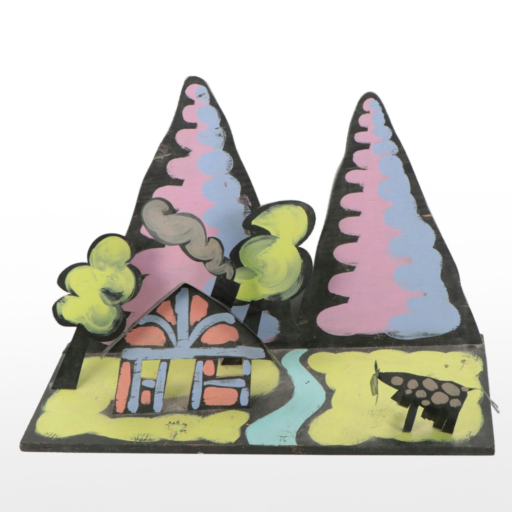 Keith Kleespies Pop Art Sculptural Diorama Painting, Circa 1985