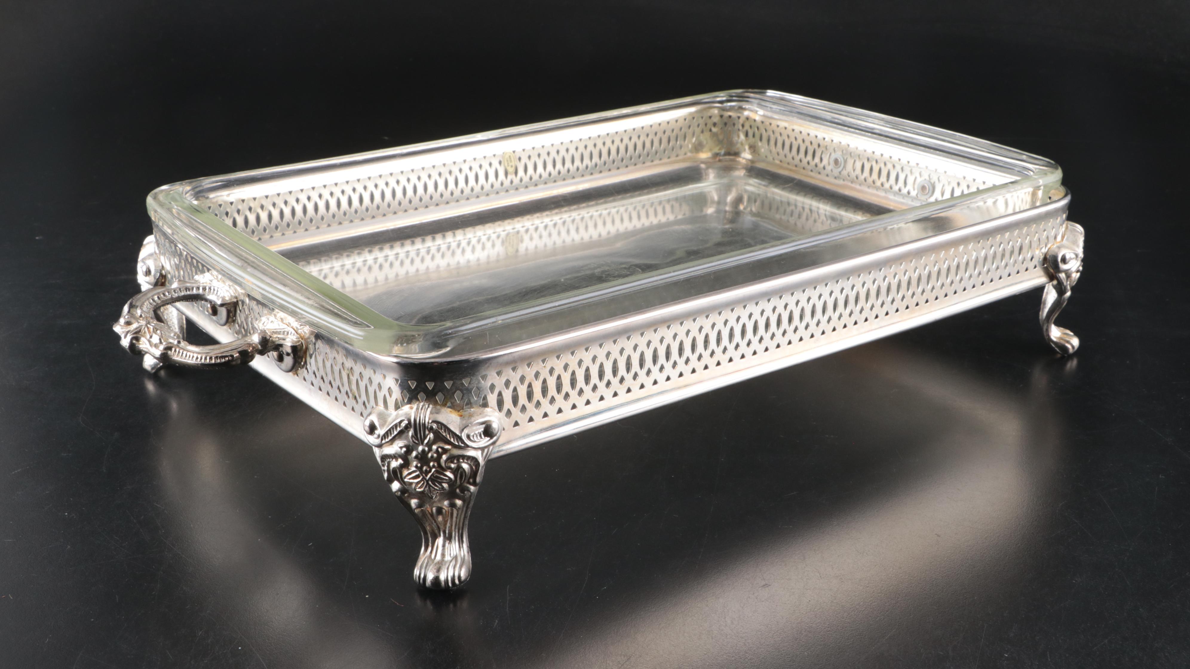 Crown Court Casserole Dish with Silver Plate Holder
