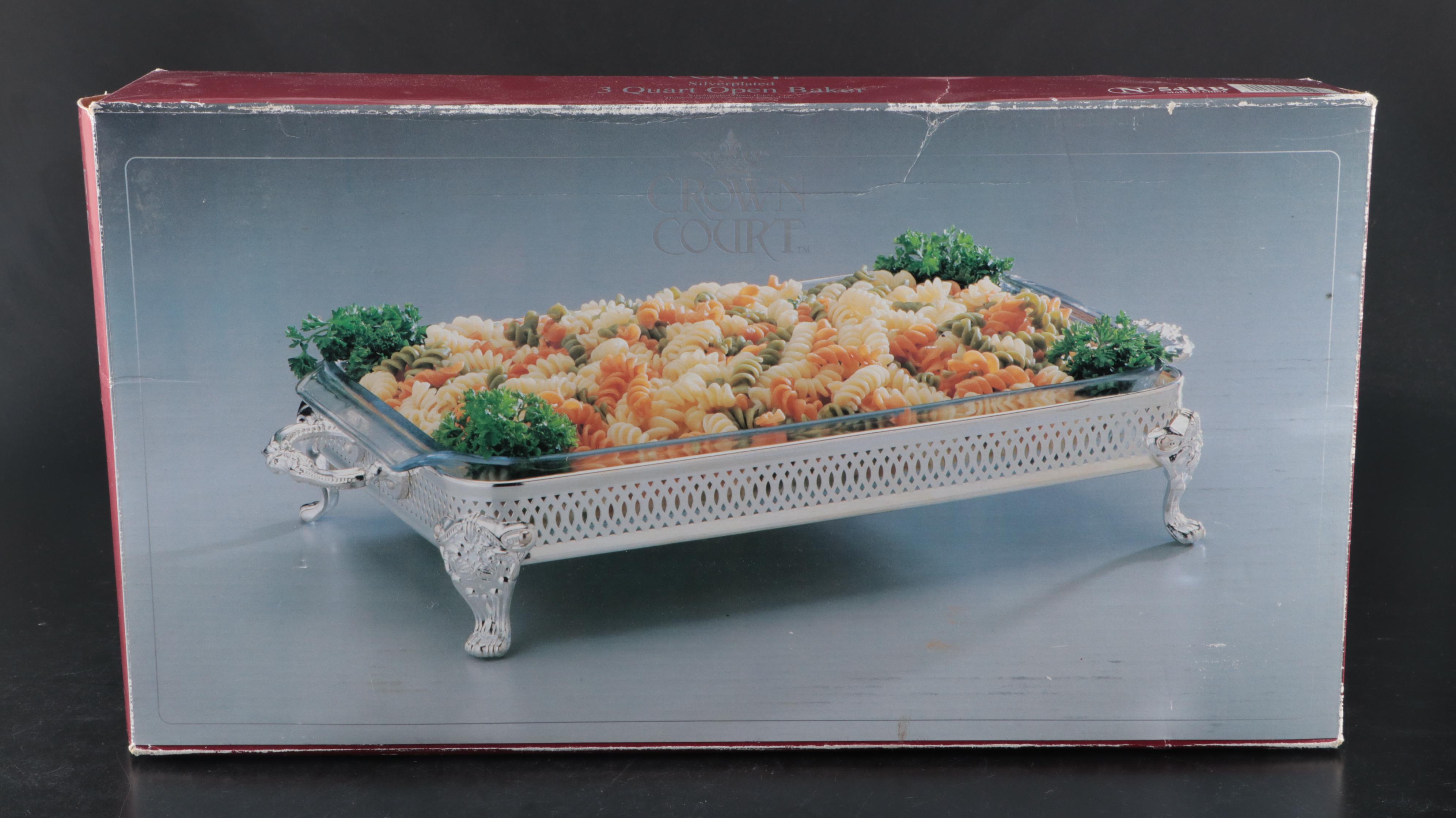 Crown Court Casserole Dish with Silver Plate Holder