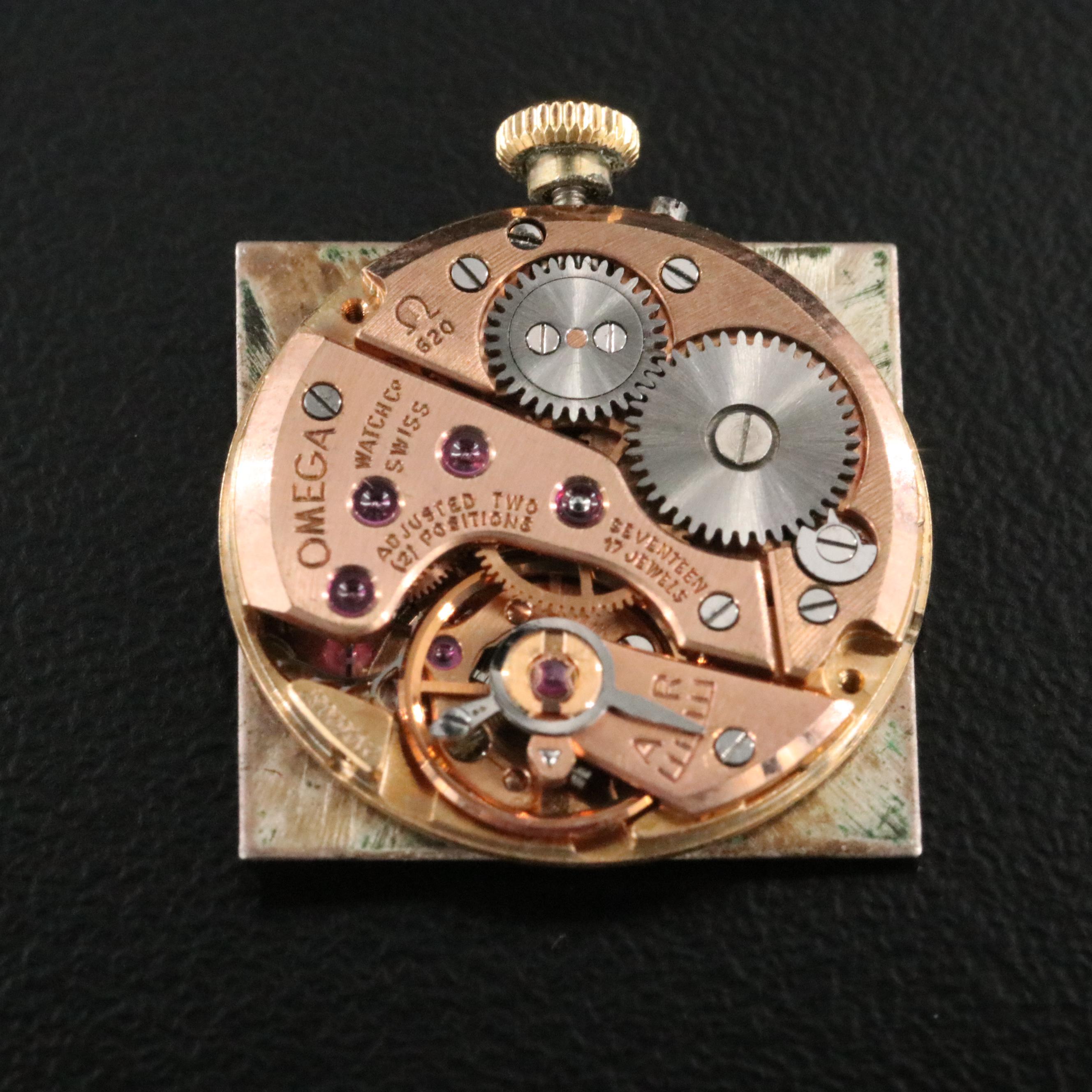 1964 Omega Stem Wind Watch Movement, Dial and Hands