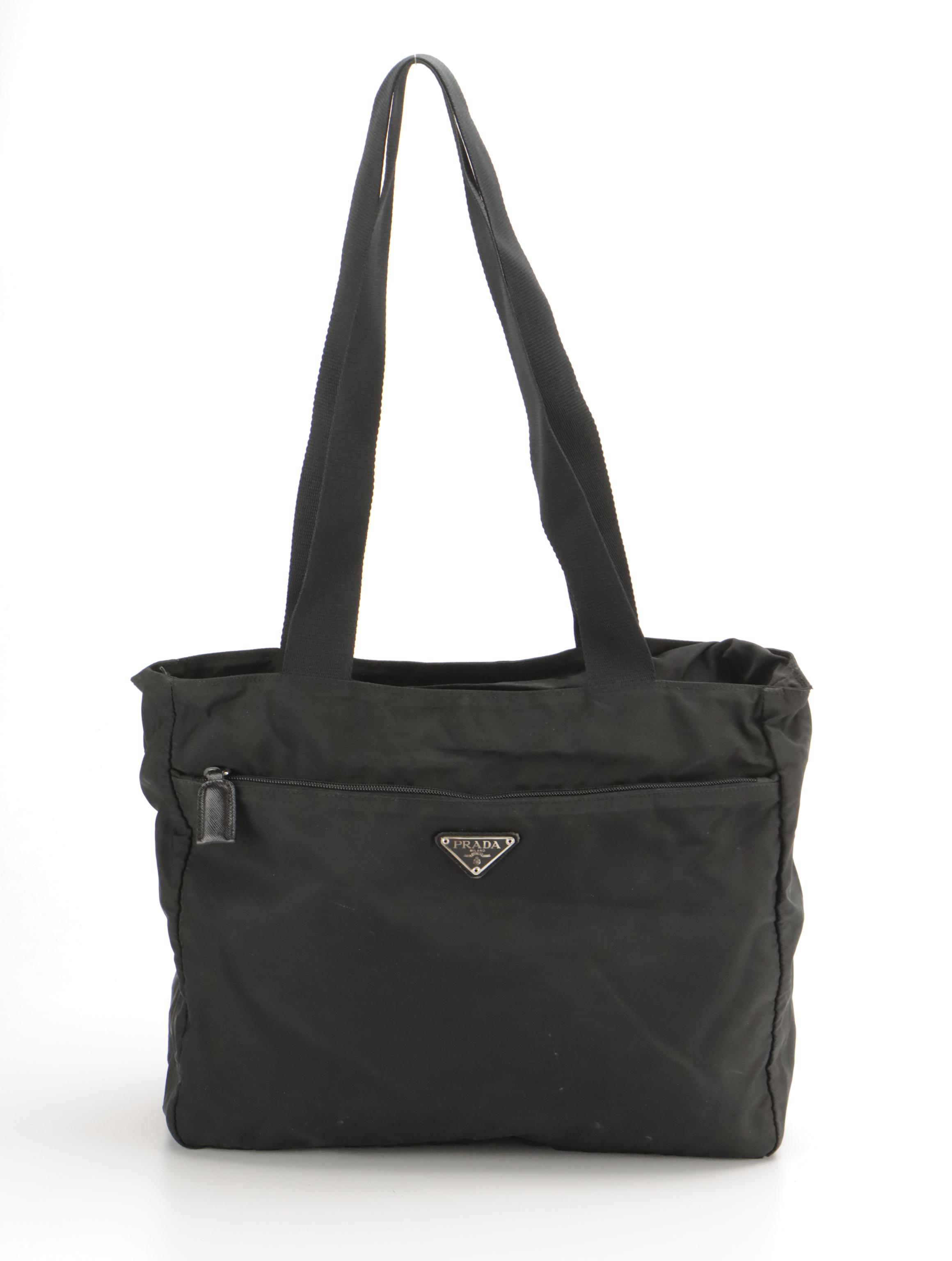 Prada Tote in Black Tessuto Nylon with Saffiano Leather Trim