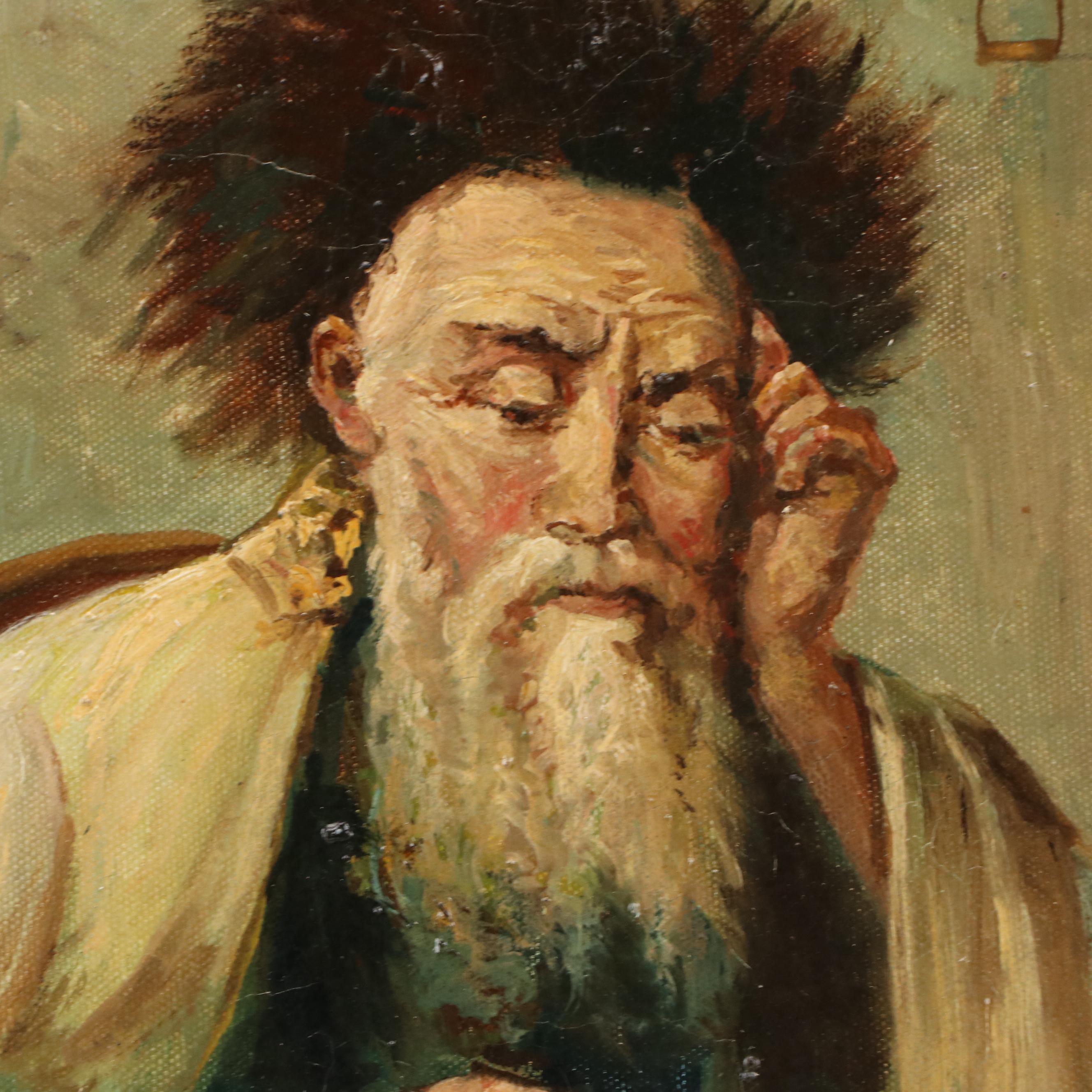 Joseph Sloman Judaic Figural Oil Painting, Early 20th Century