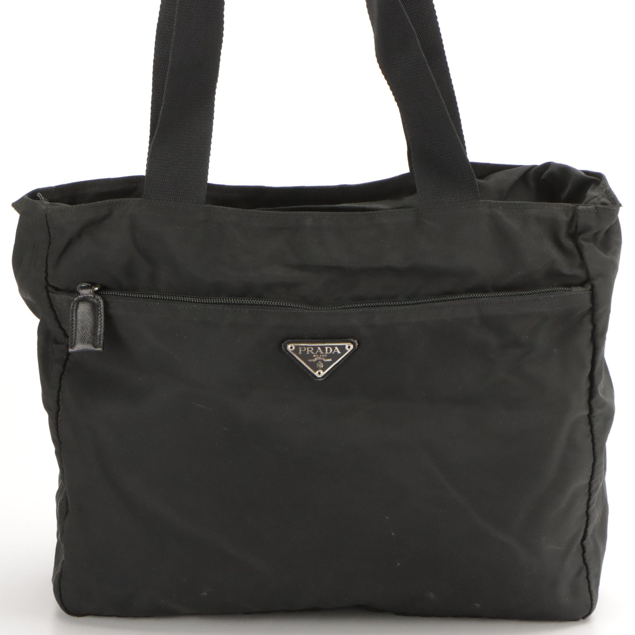 Prada Tote in Black Tessuto Nylon with Saffiano Leather Trim