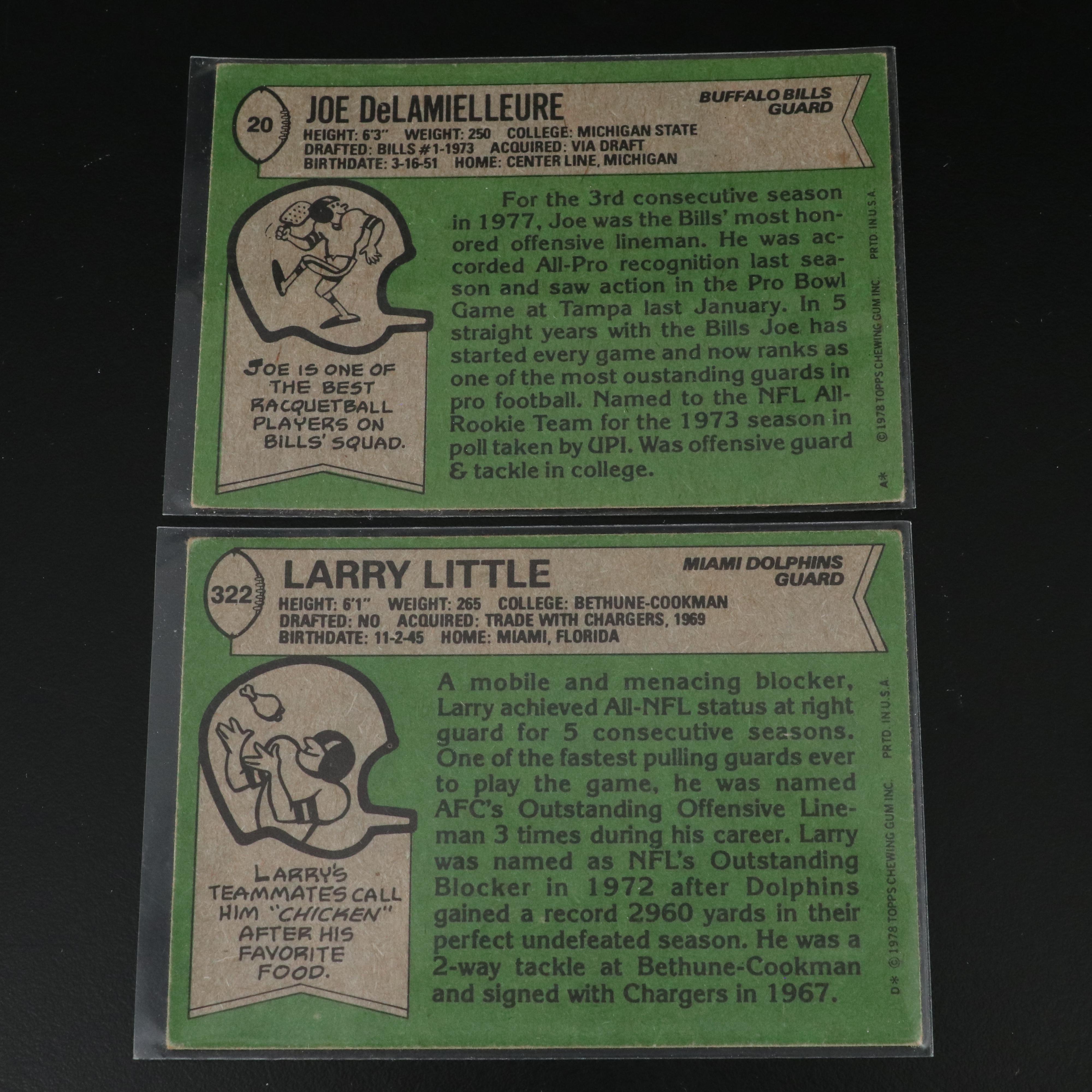 Topps Football Cards Featuring Johnny Unitas and More, 1960s-1980s