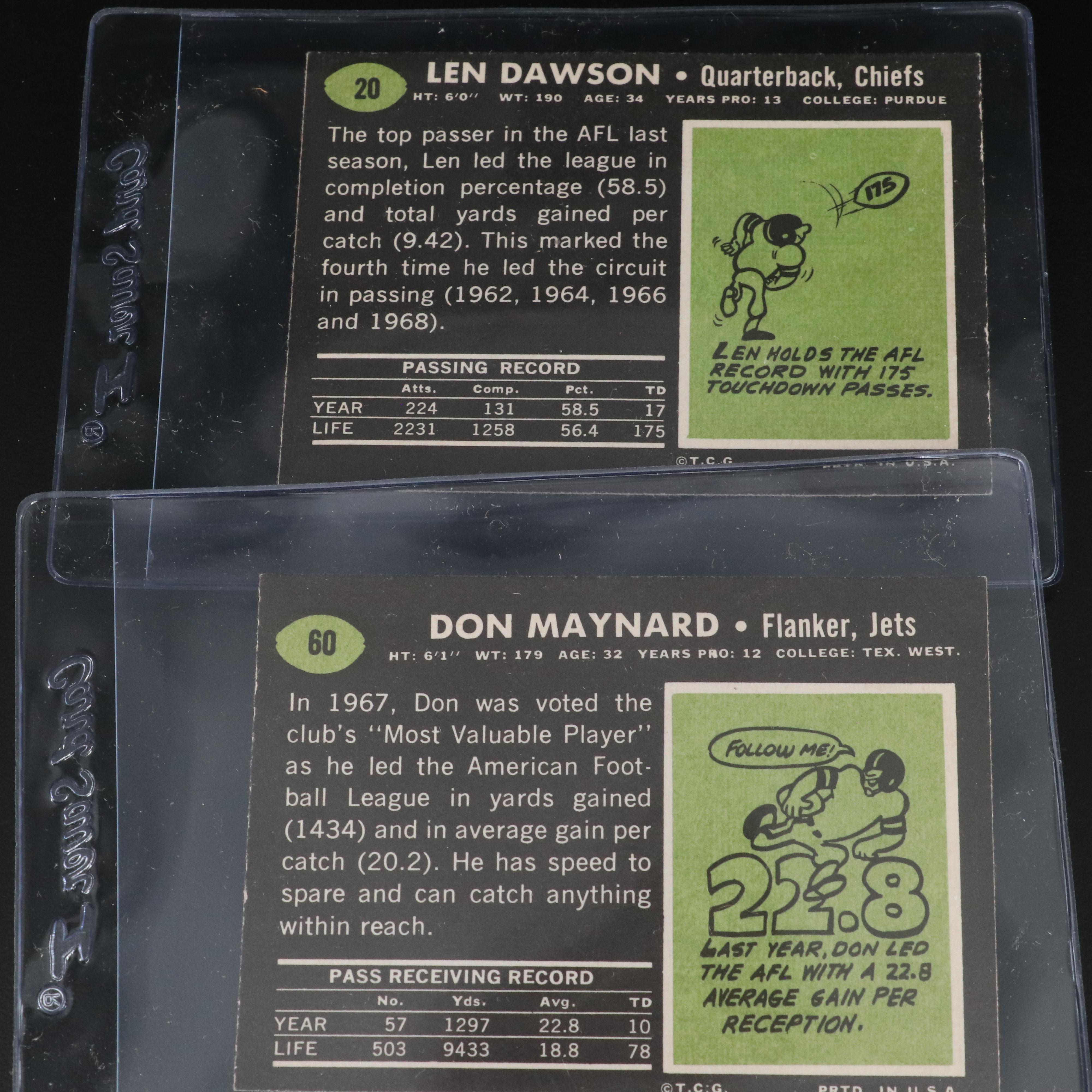 Topps Football Cards Featuring Johnny Unitas and More, 1960s-1980s