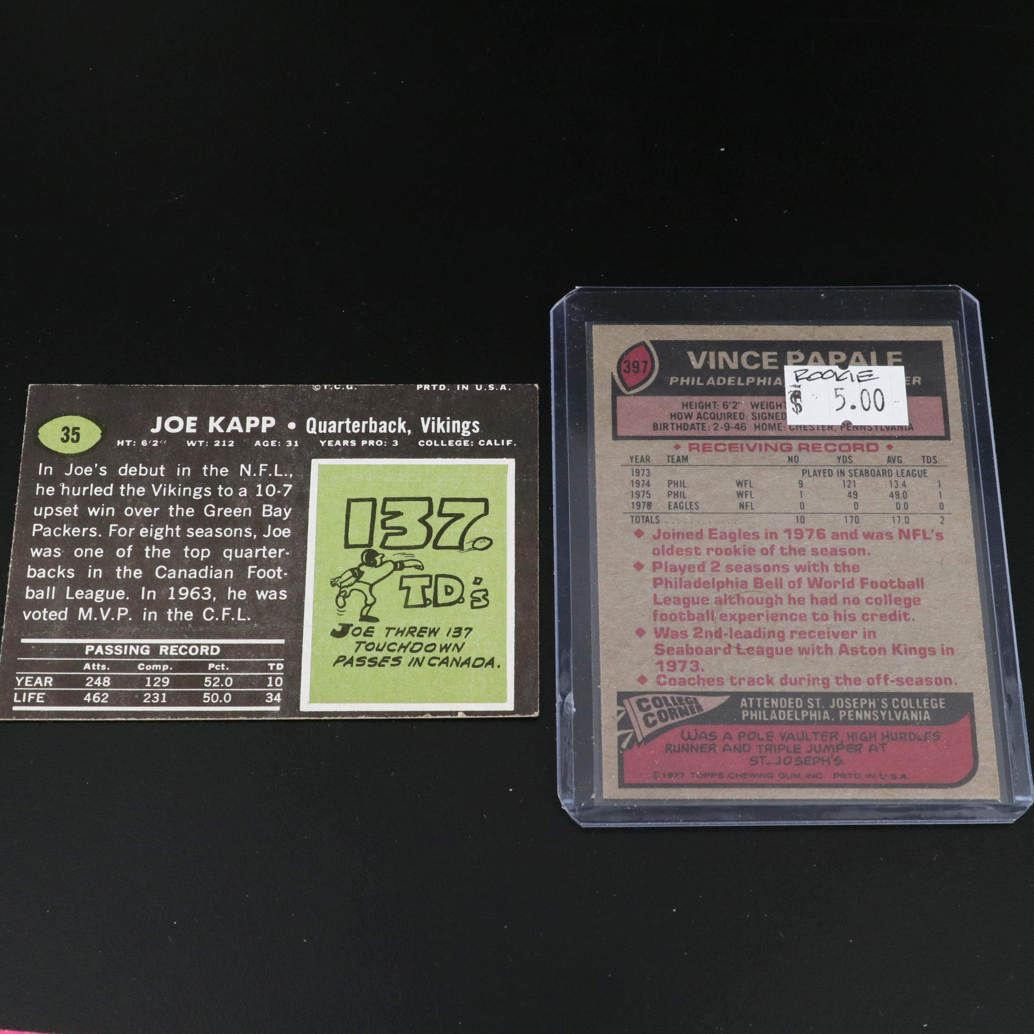 Topps Football Cards Featuring Johnny Unitas and More, 1960s-1980s