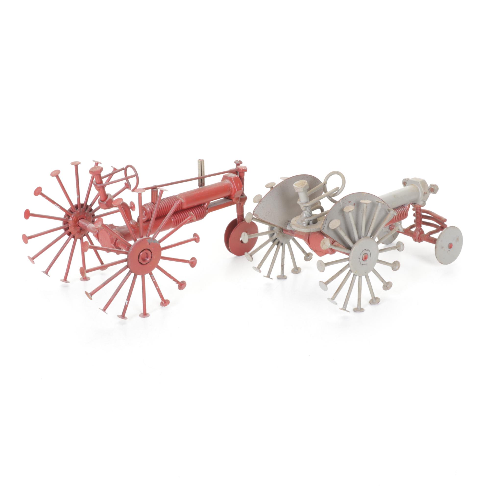 Brutalist Nail Sculptures with Irving's Model Toy Steam Engine Tractor and More