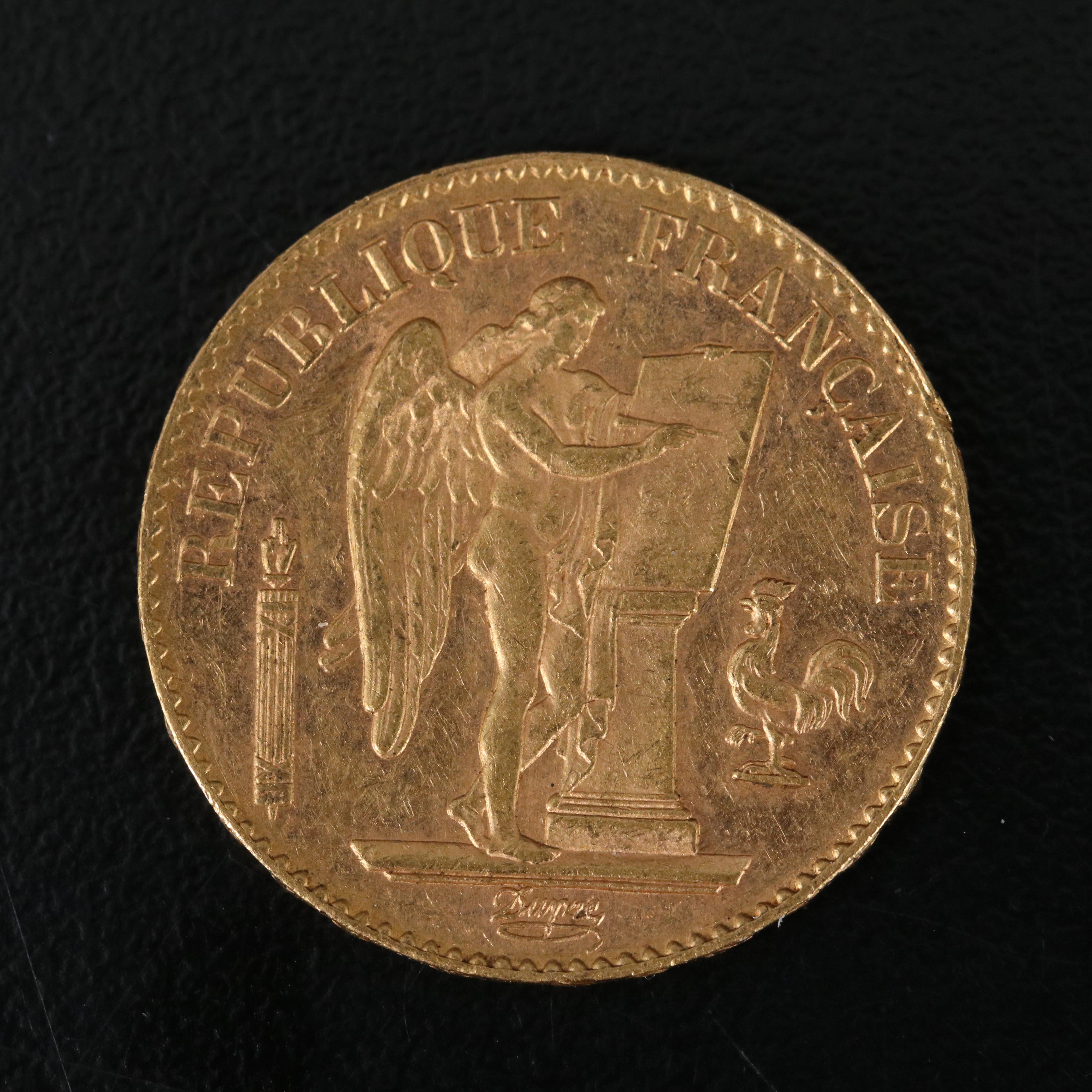 1893-A France Twenty Francs Gold Coin