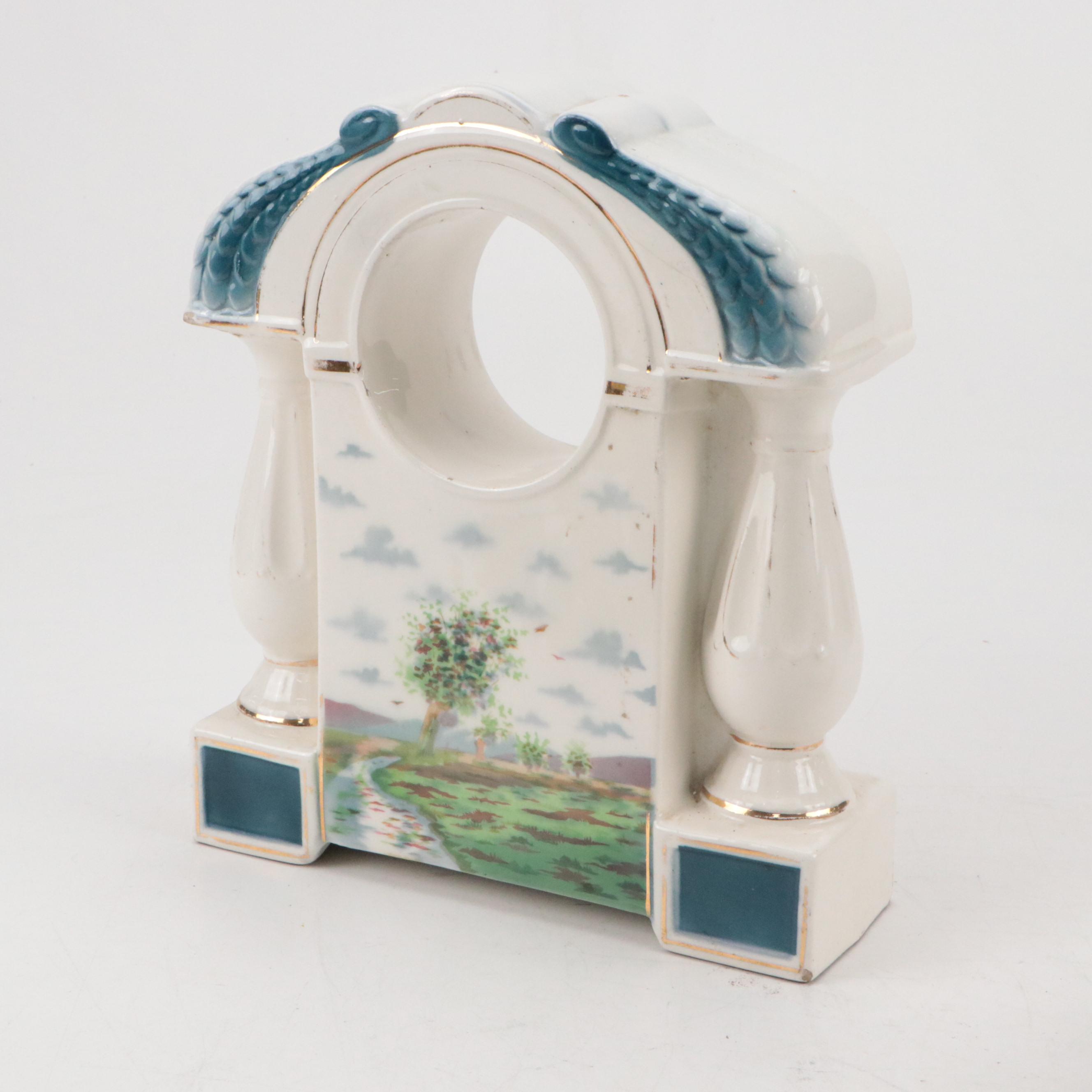 Art Deco Style Clock Cases with Ceramic Bowl and Other Decor