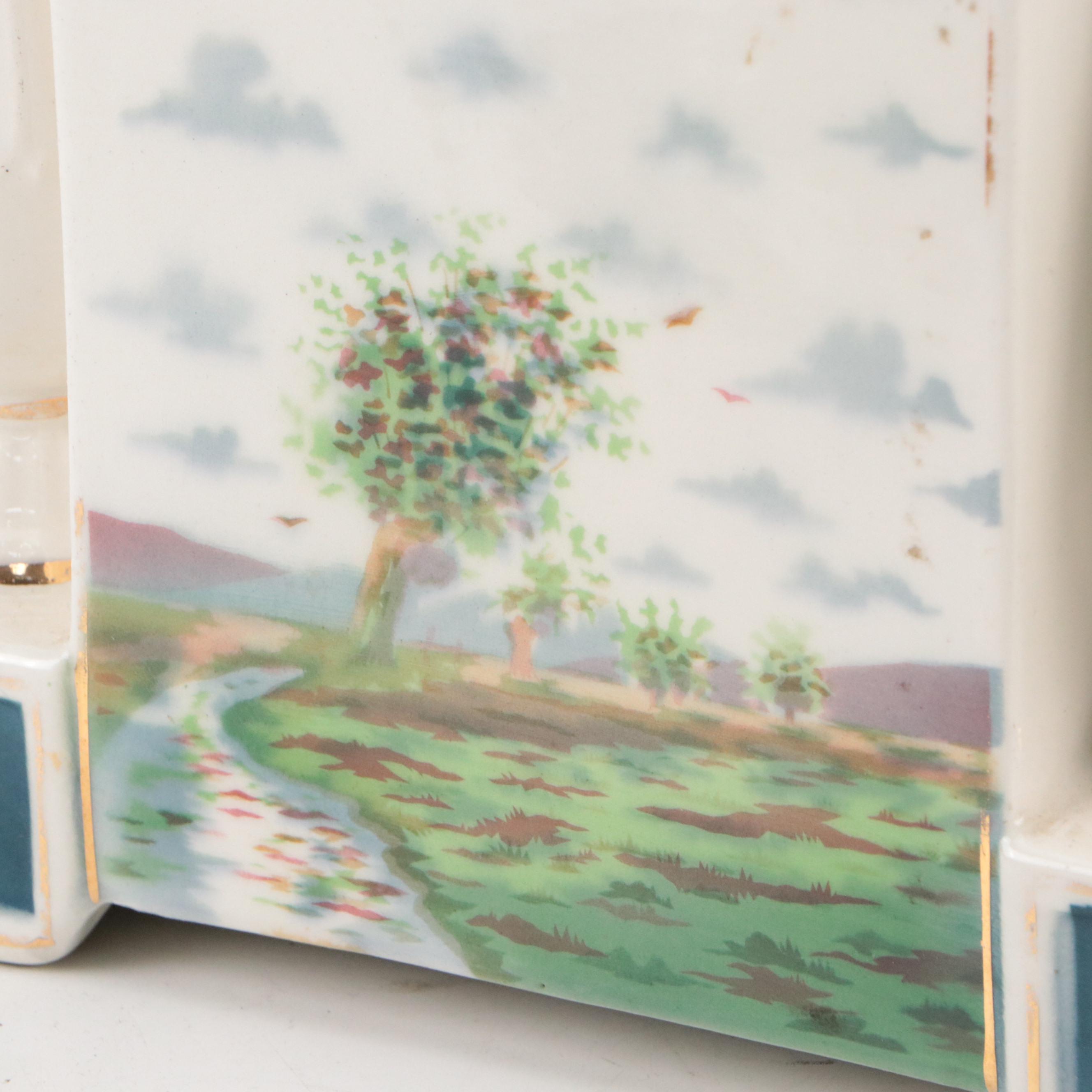 Art Deco Style Clock Cases with Ceramic Bowl and Other Decor