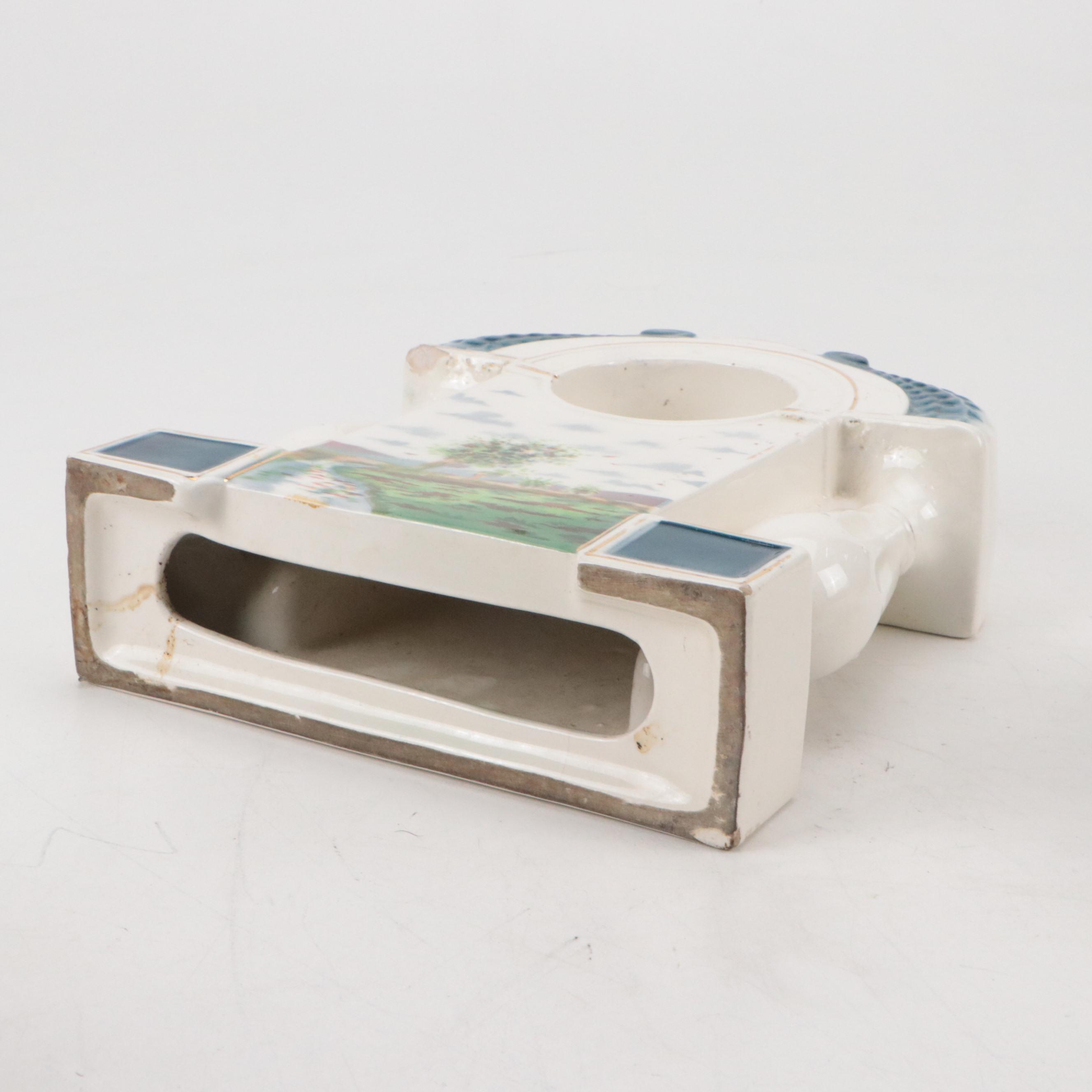 Art Deco Style Clock Cases with Ceramic Bowl and Other Decor