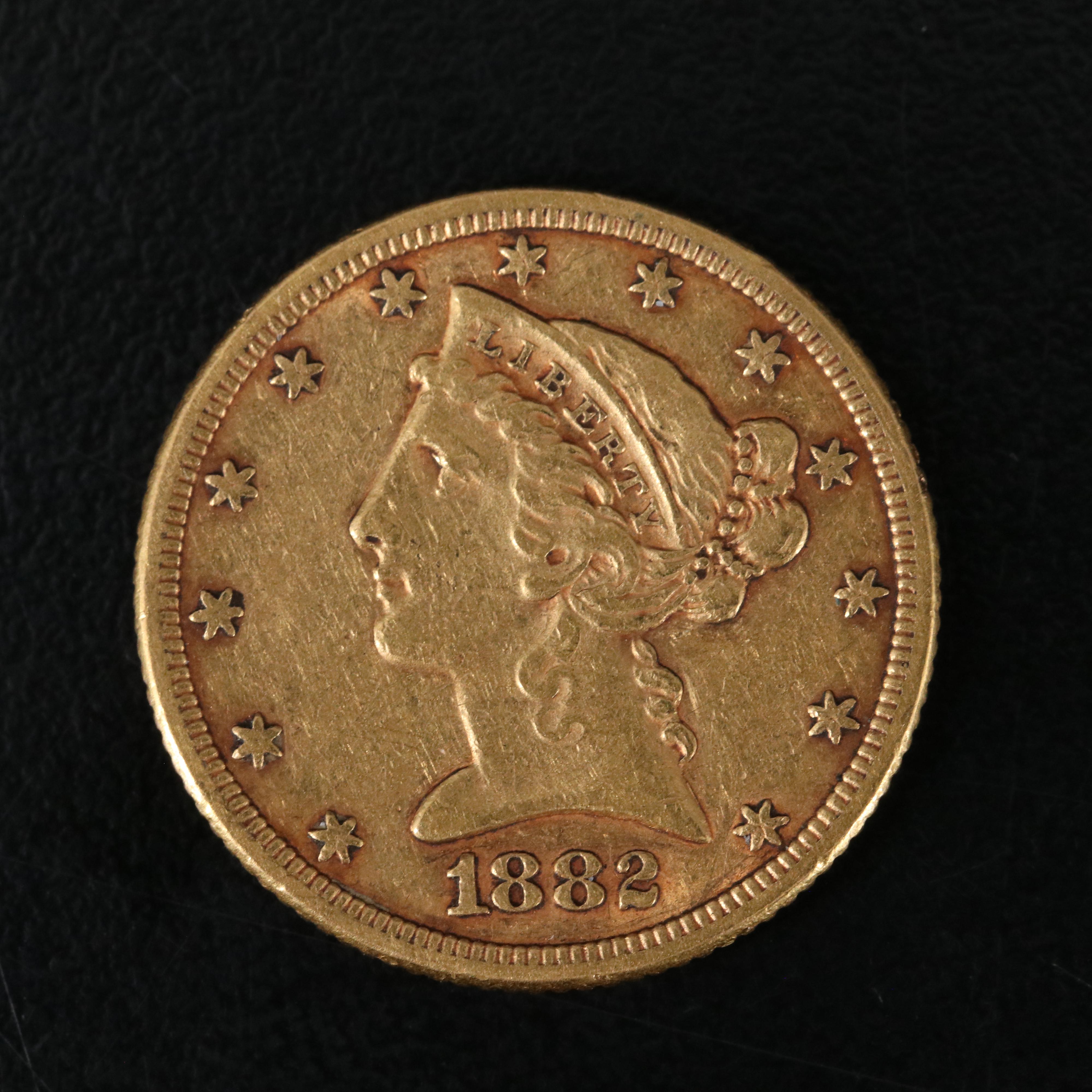 1882 Liberty Head $5 Half Eagle Gold Coin