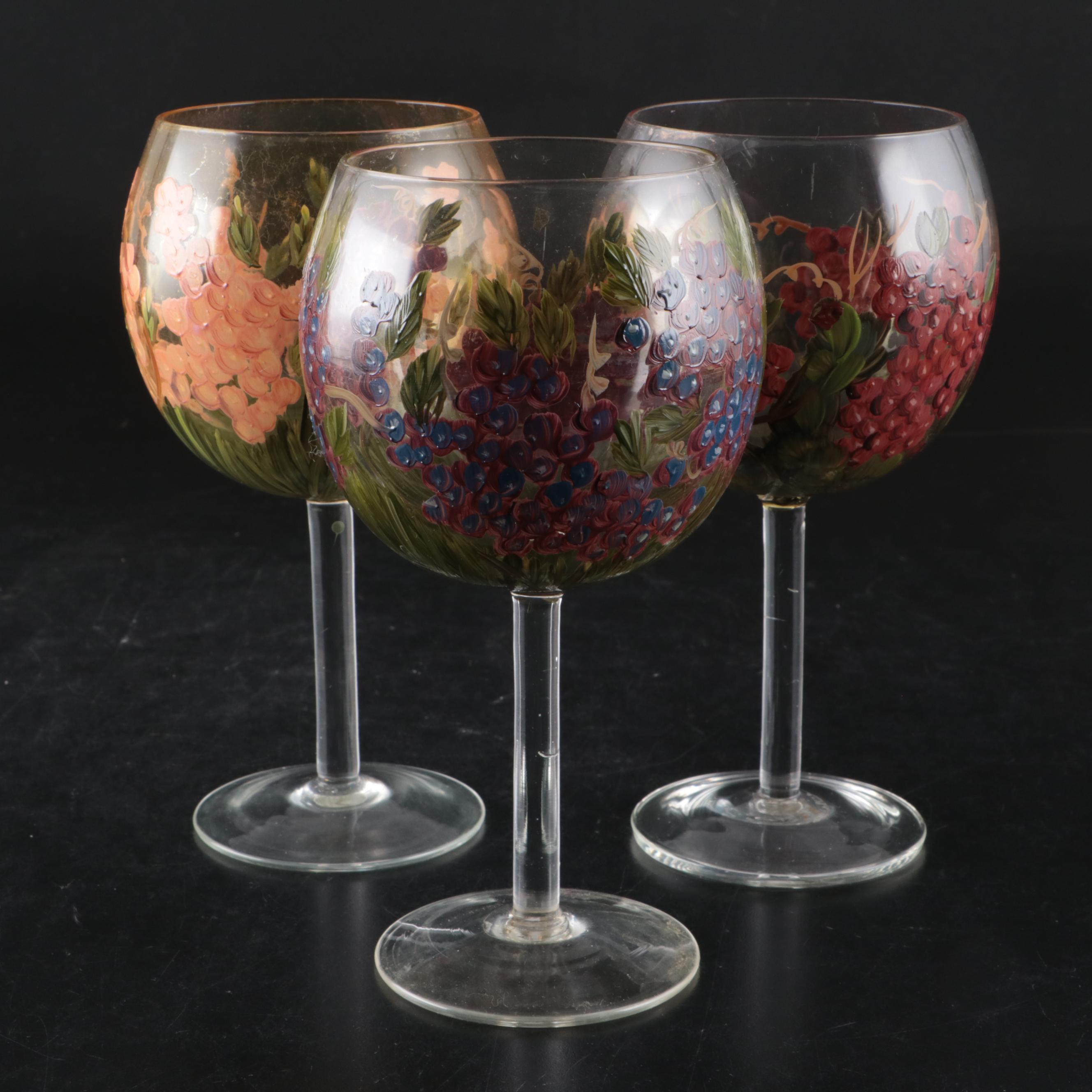 Lolita "Pink Cheetah Girl" and Other Painted Wine Glasses with Wine Charm