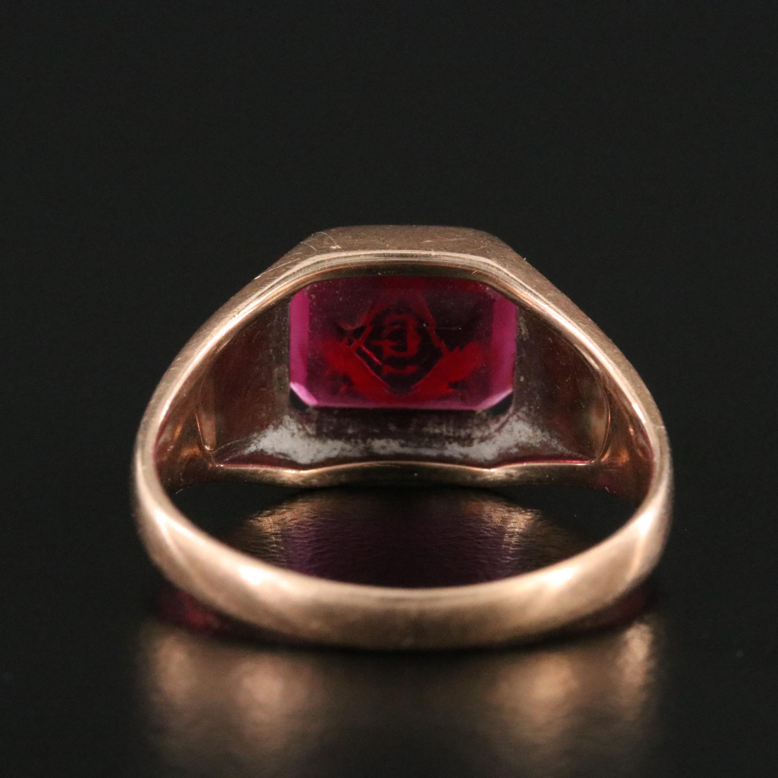 Masonic 10K Ruby Ring