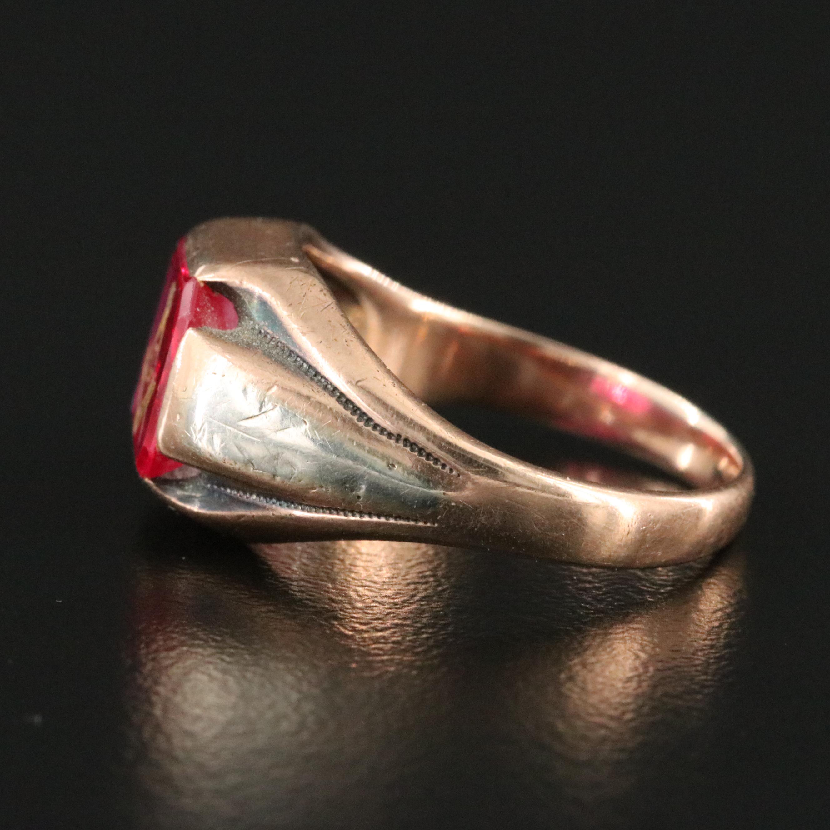 Masonic 10K Ruby Ring