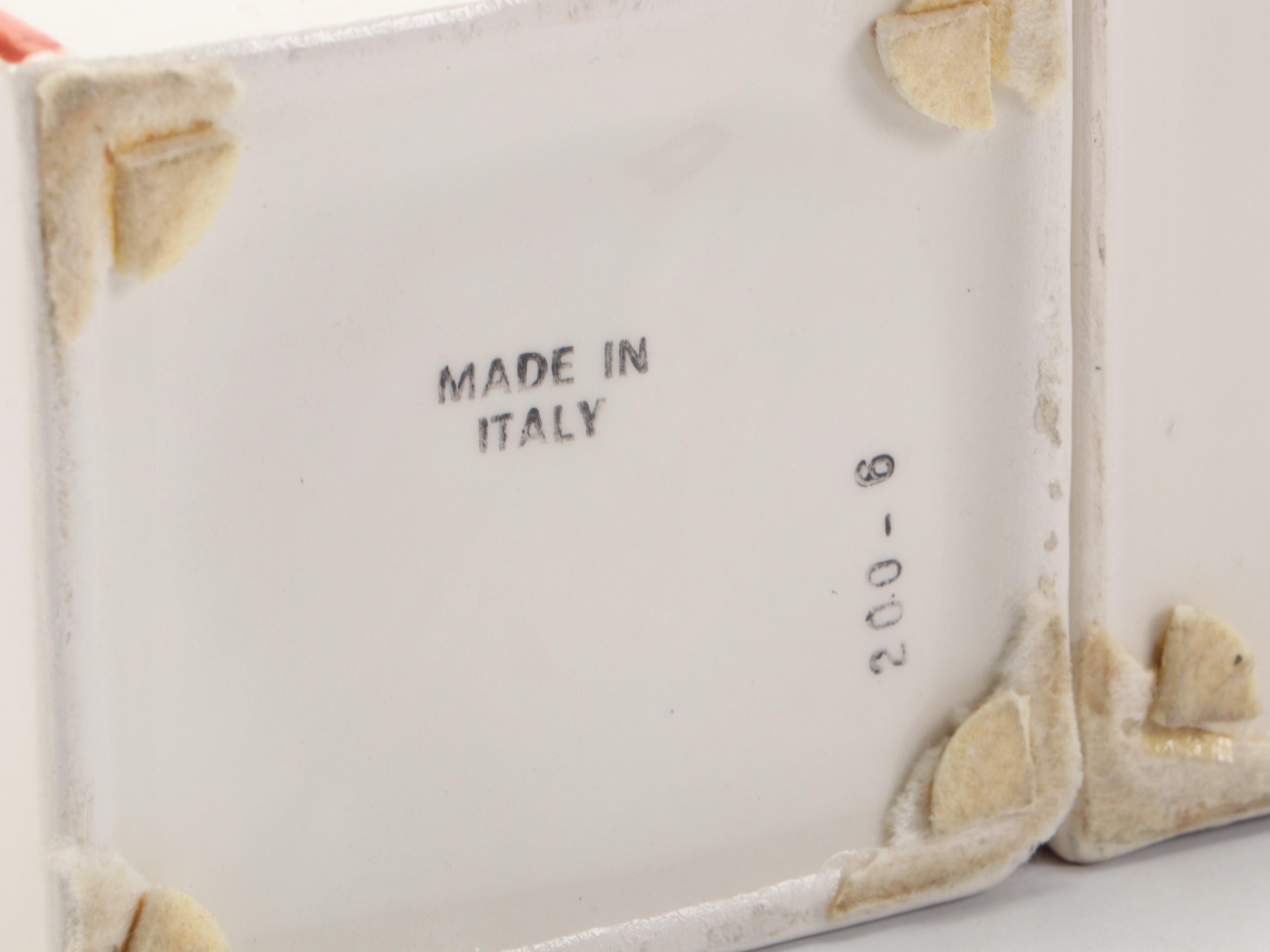 Three Hand-Painted Italian Ceramic House-Shaped Jars