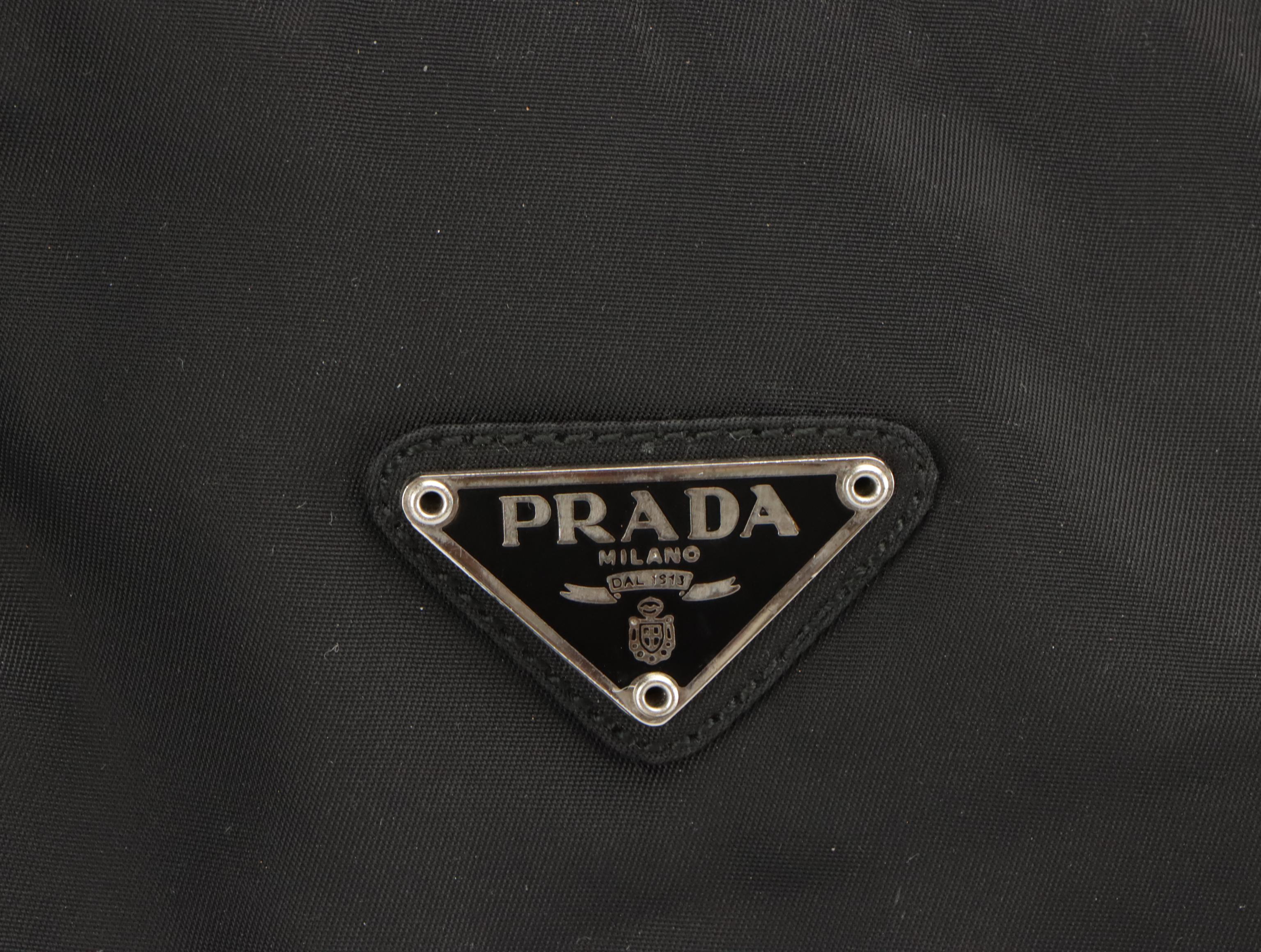 Prada Black Tessuto Nylon and Glazed Leather Messenger Bag