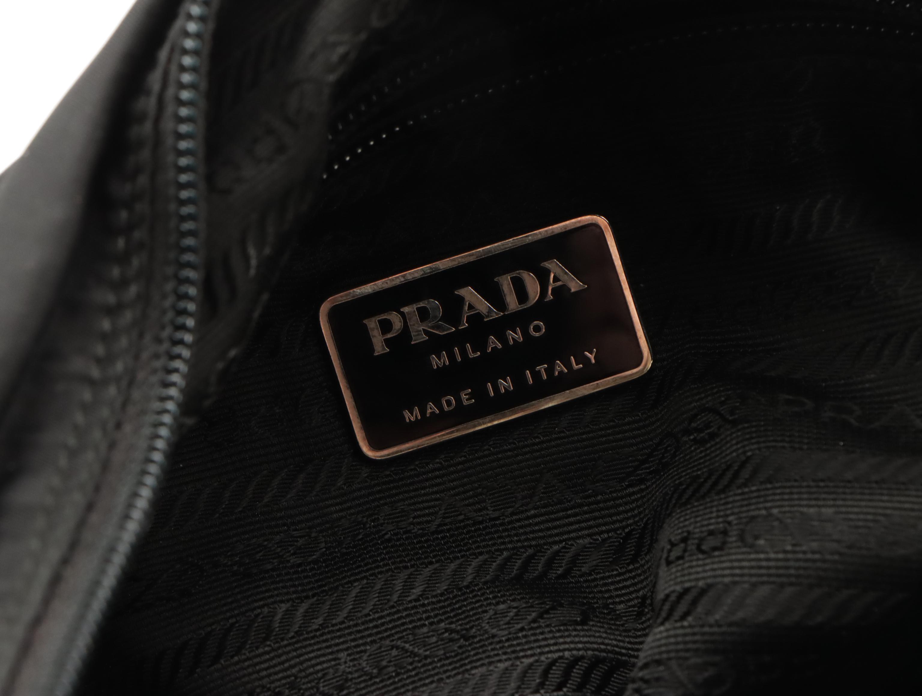 Prada Black Tessuto Nylon and Glazed Leather Messenger Bag
