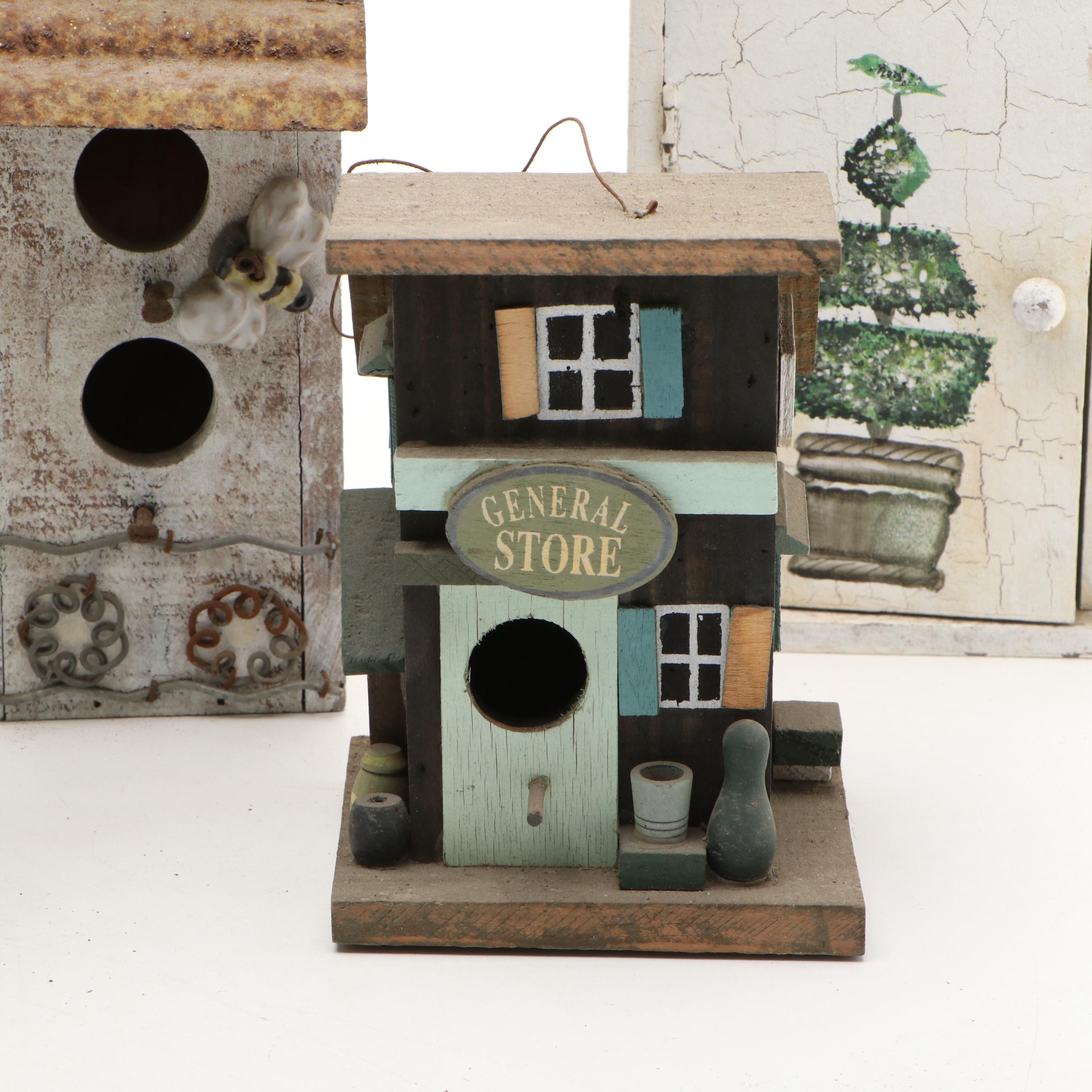 Folk Art Handcrafted Birdhouse Village