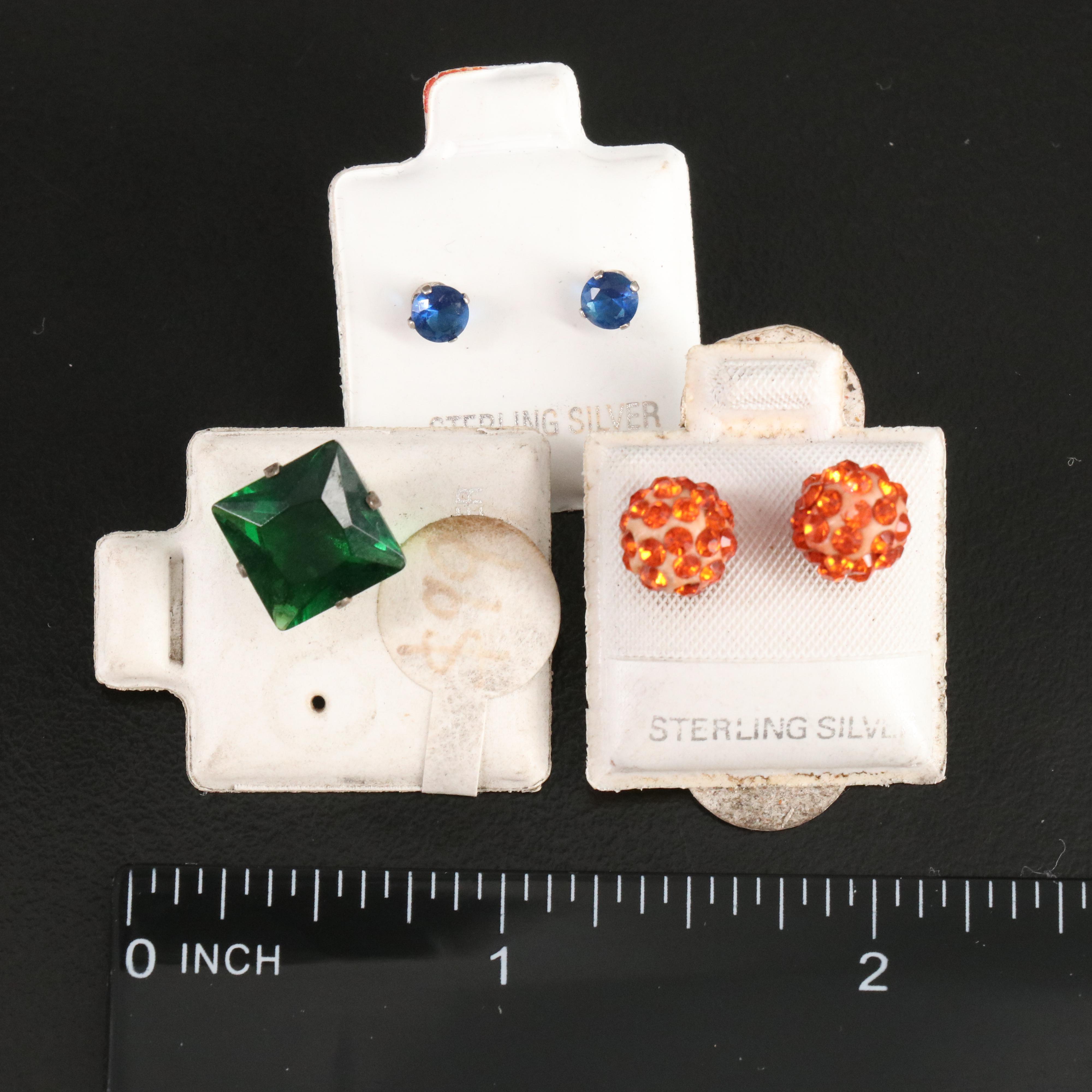 Group Lot Sterling and Metal Pearl, Garnet and Cubic Zirconia Earrings