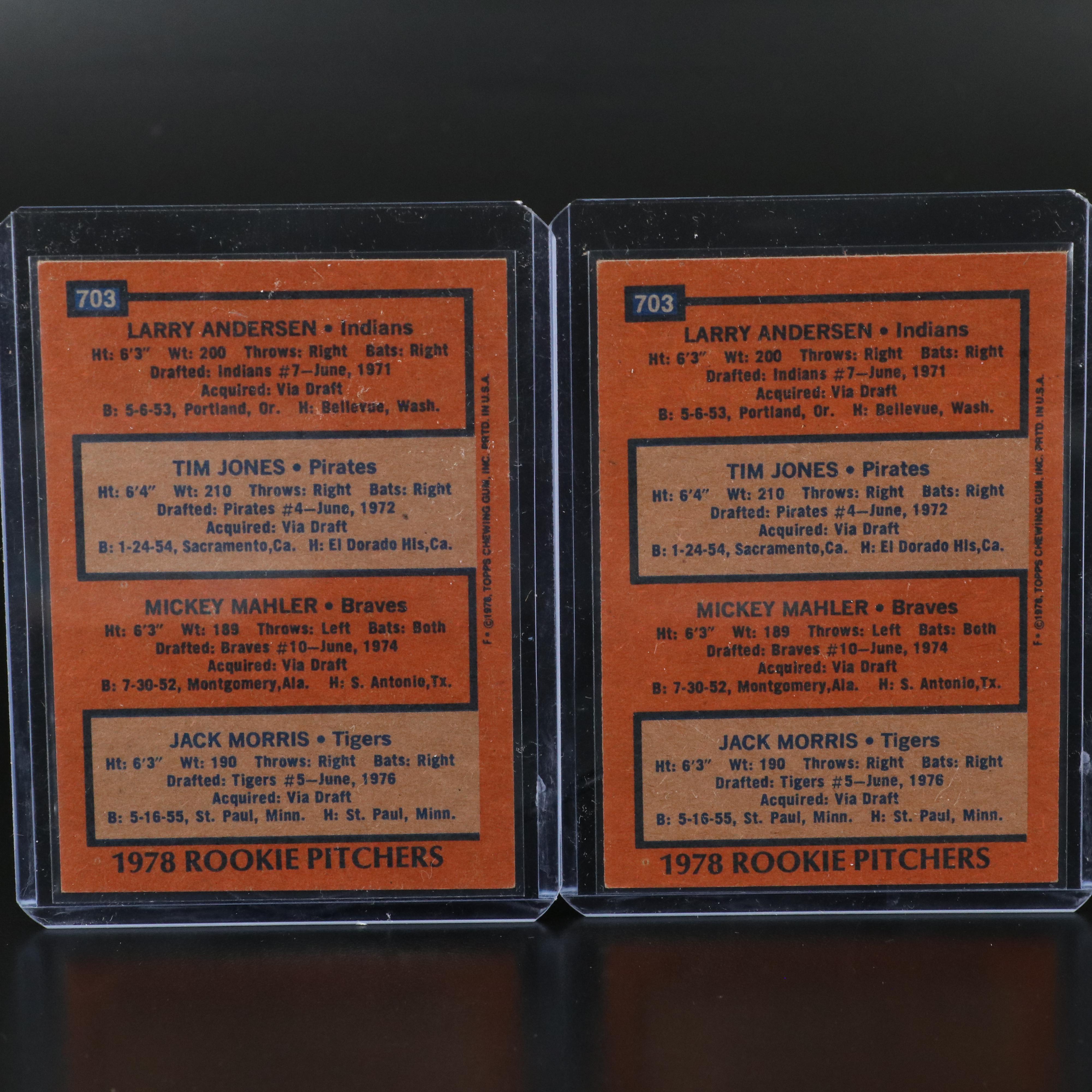 Topps Baseball Cards Featuring Jack Morris Rookies and More, 1970s