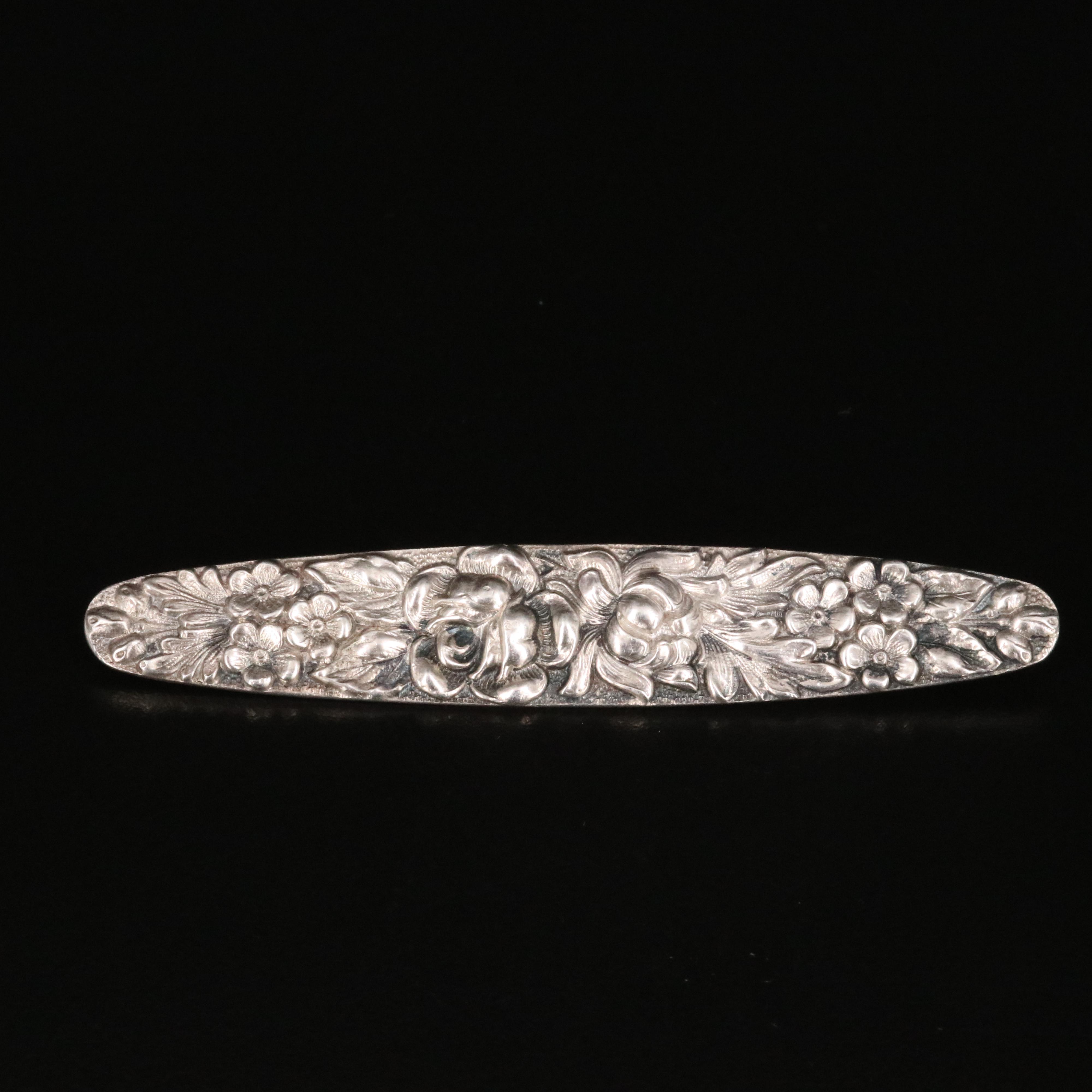 Kirk Stieff Sterling Floral Bar Brooch