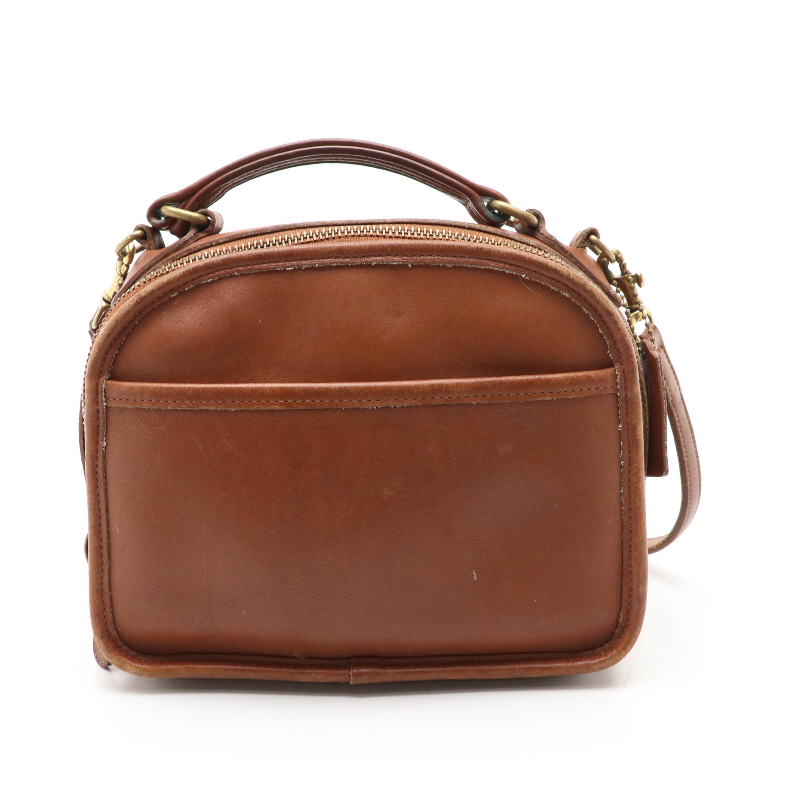 Coach Vintage Red Leather Large Legacy Zip Tote & Brown Leather Lunch-Box Bag