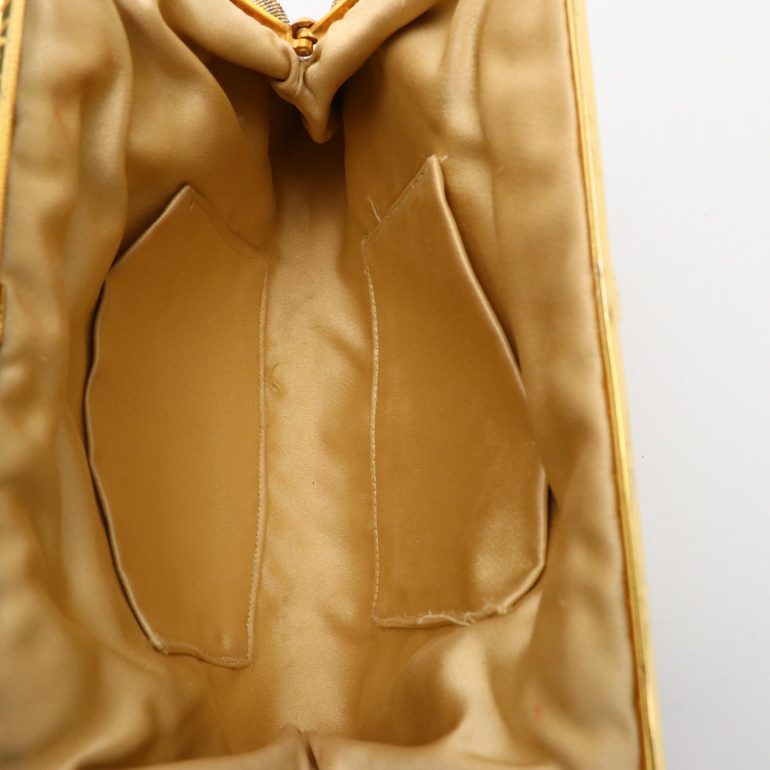 Art Deco Style Micro Steel Bead Frame Purse with Embellished Clasp and Box