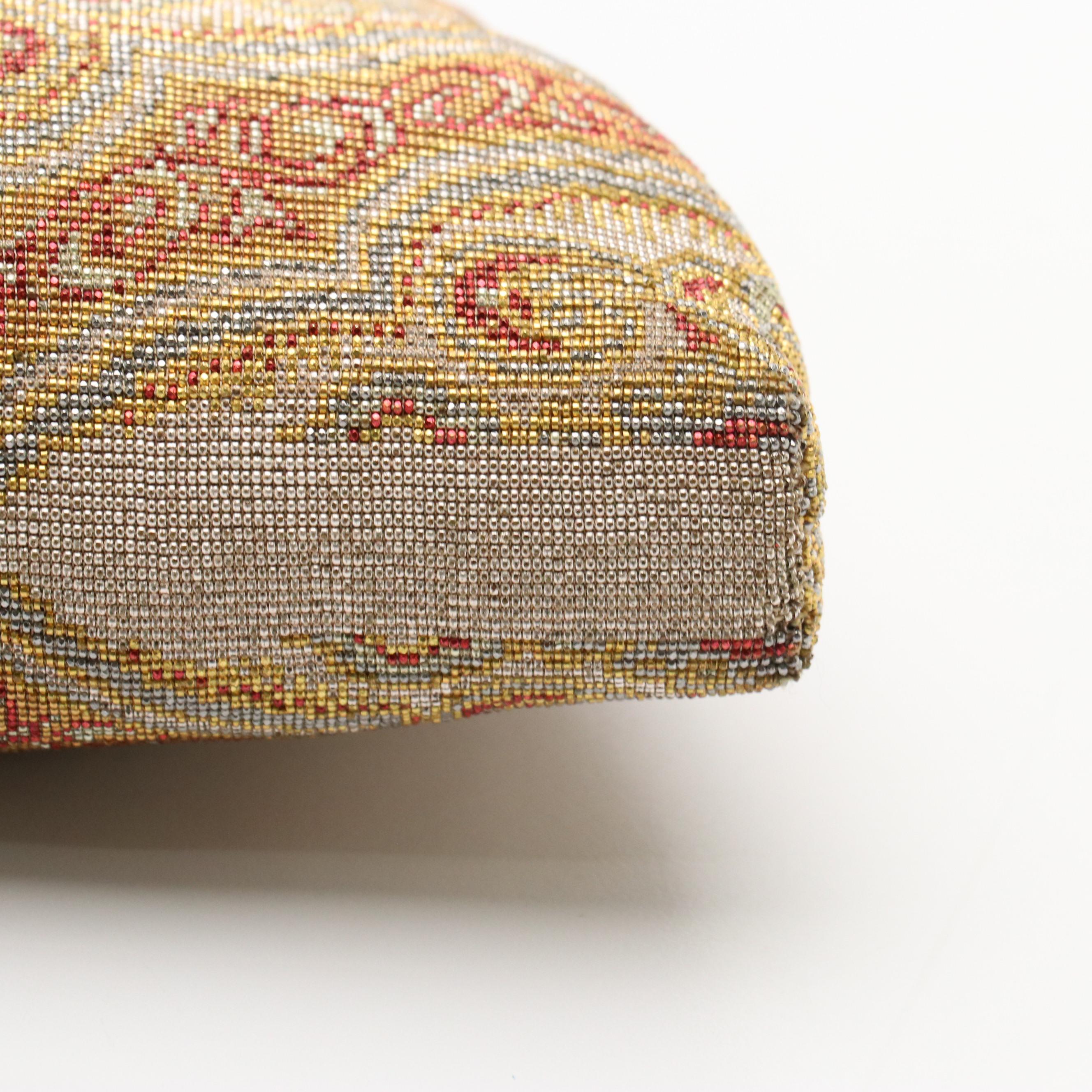 Art Deco Style Micro Steel Bead Frame Purse with Embellished Clasp and Box