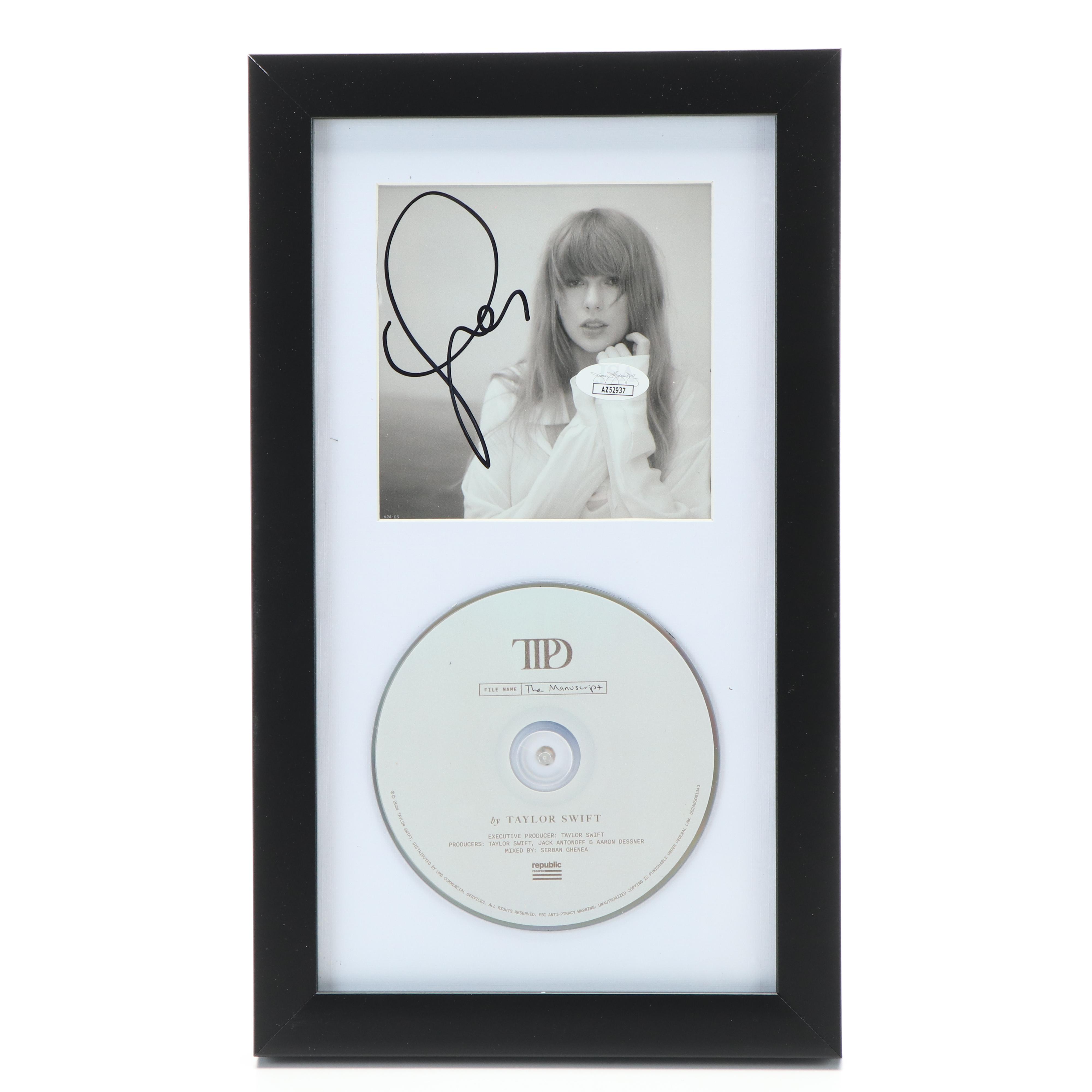 Taylor Swift Signed "The Tortured Poets Department" CD Card in Frame, JSA