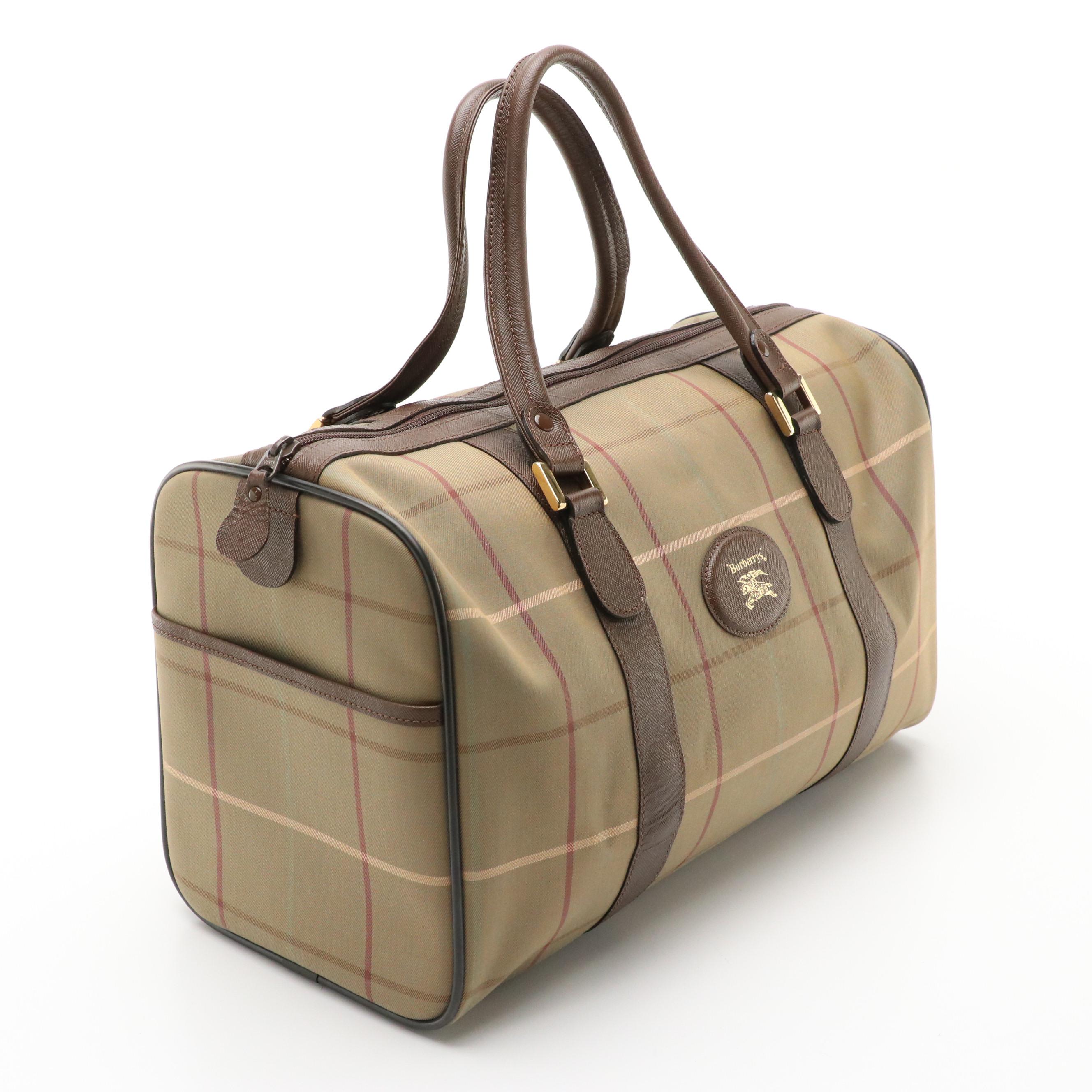Burberrys Boston Bag in Vintage Check Canvas and Leather