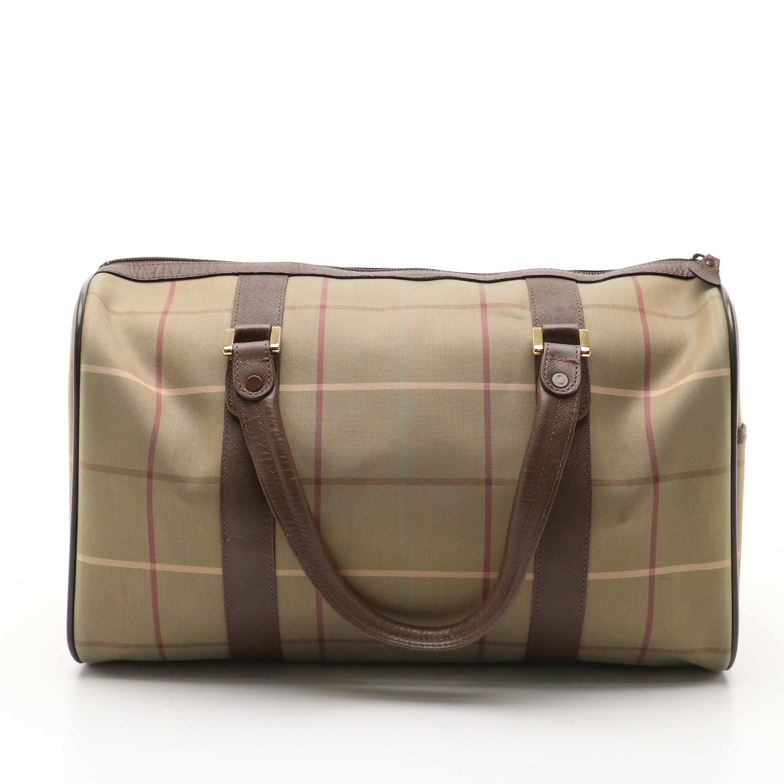 Burberrys Boston Bag in Vintage Check Canvas and Leather