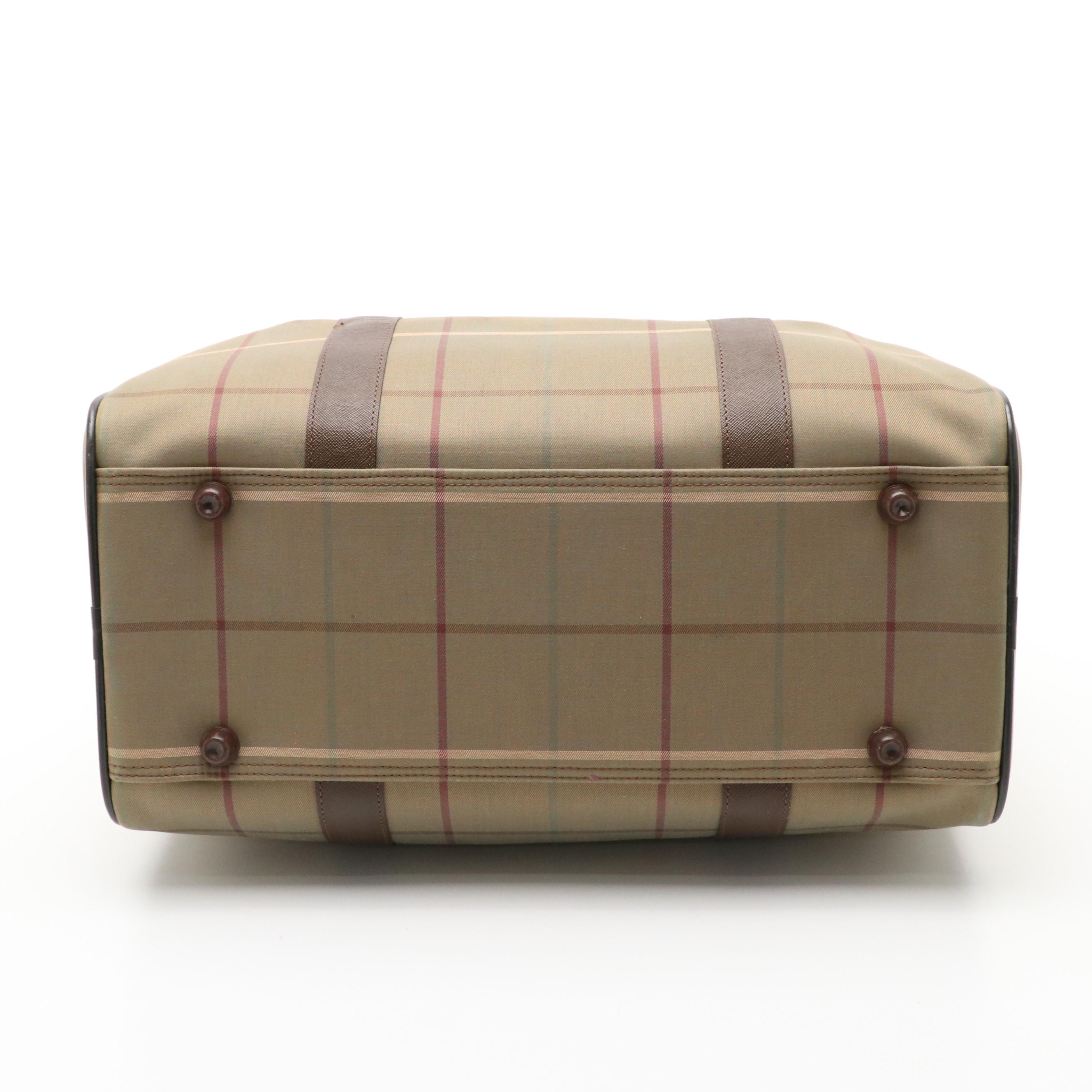 Burberrys Boston Bag in Vintage Check Canvas and Leather